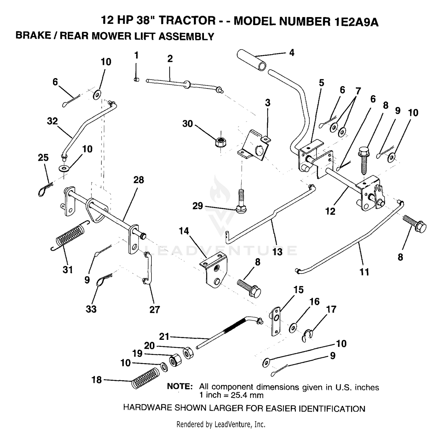 BRAKE/REAR MOWER LIFT ASSEMBLY