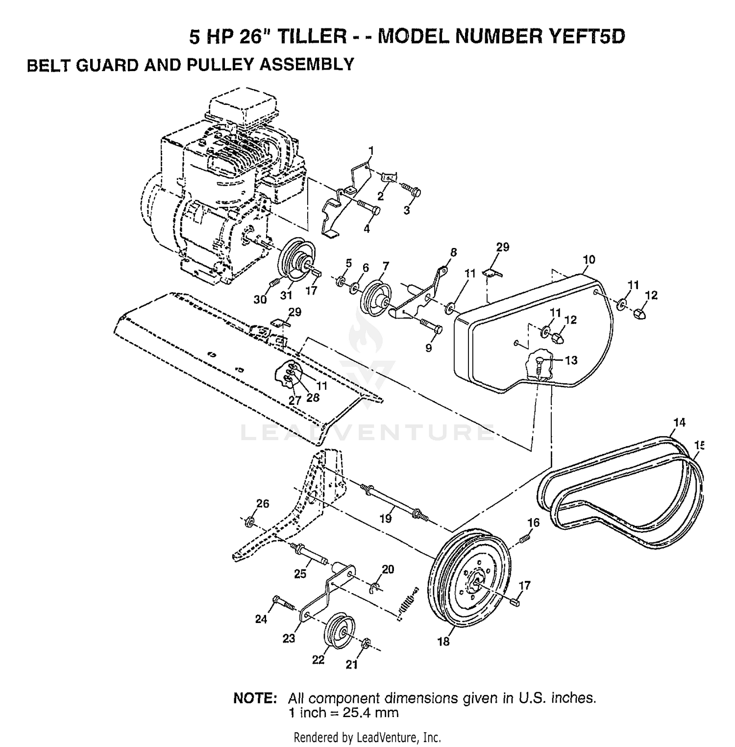 BELT GUARD/PULLEY ASSY/5 HP 26"