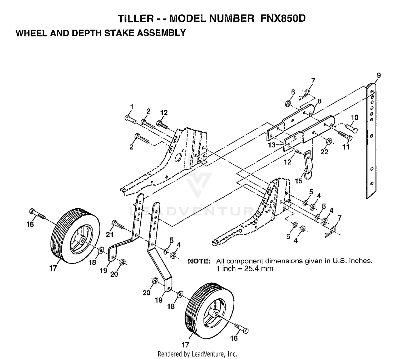 WHEEL AND DEPTH STAKE ASSEMBLY
