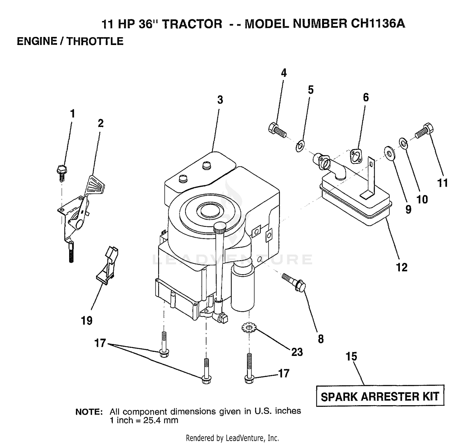 11HP 36" TRACTOR/ENGINE/THROTTLE