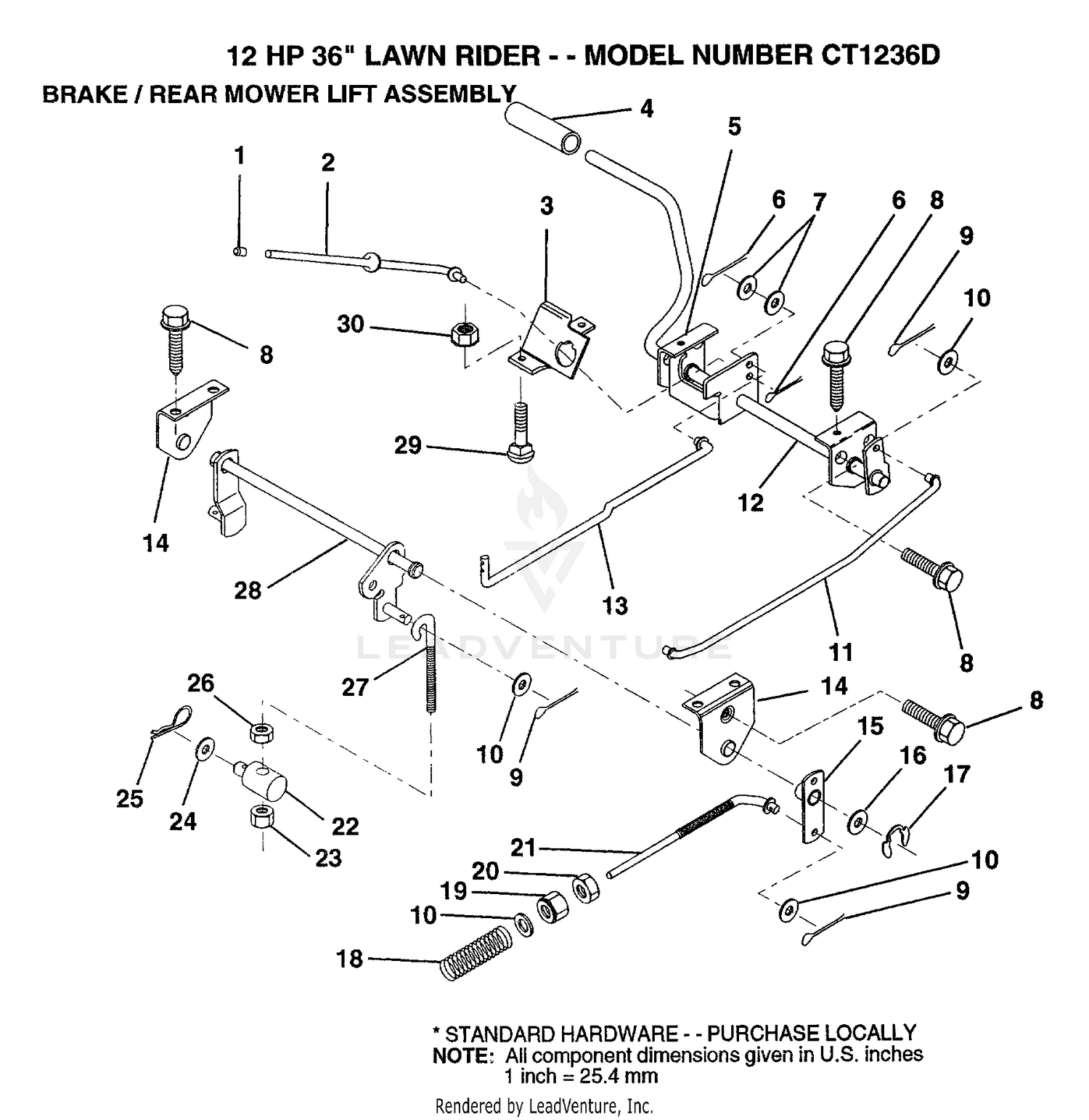 BRAKE/REAR MOWER LIFT
