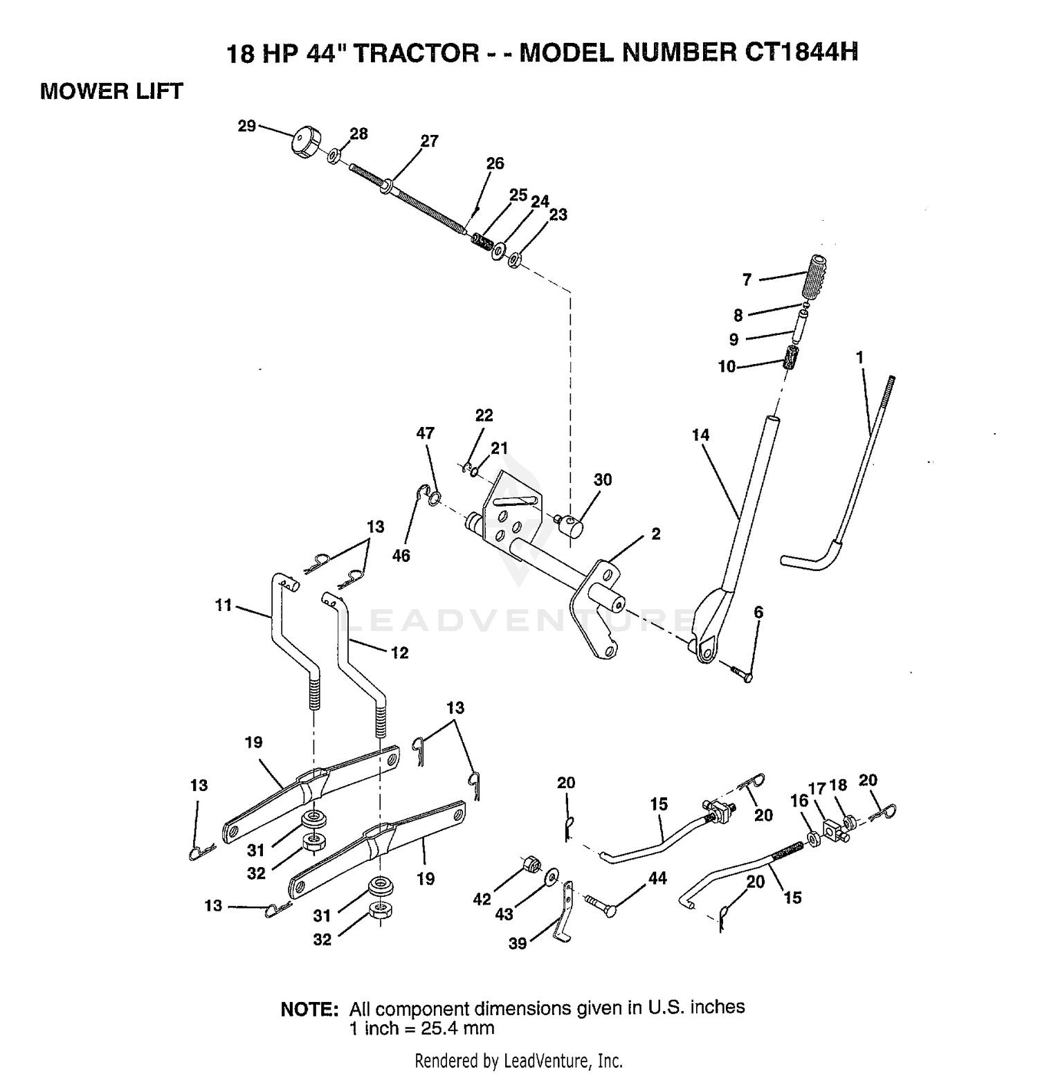 MOWER LIFT/18 HP 44"