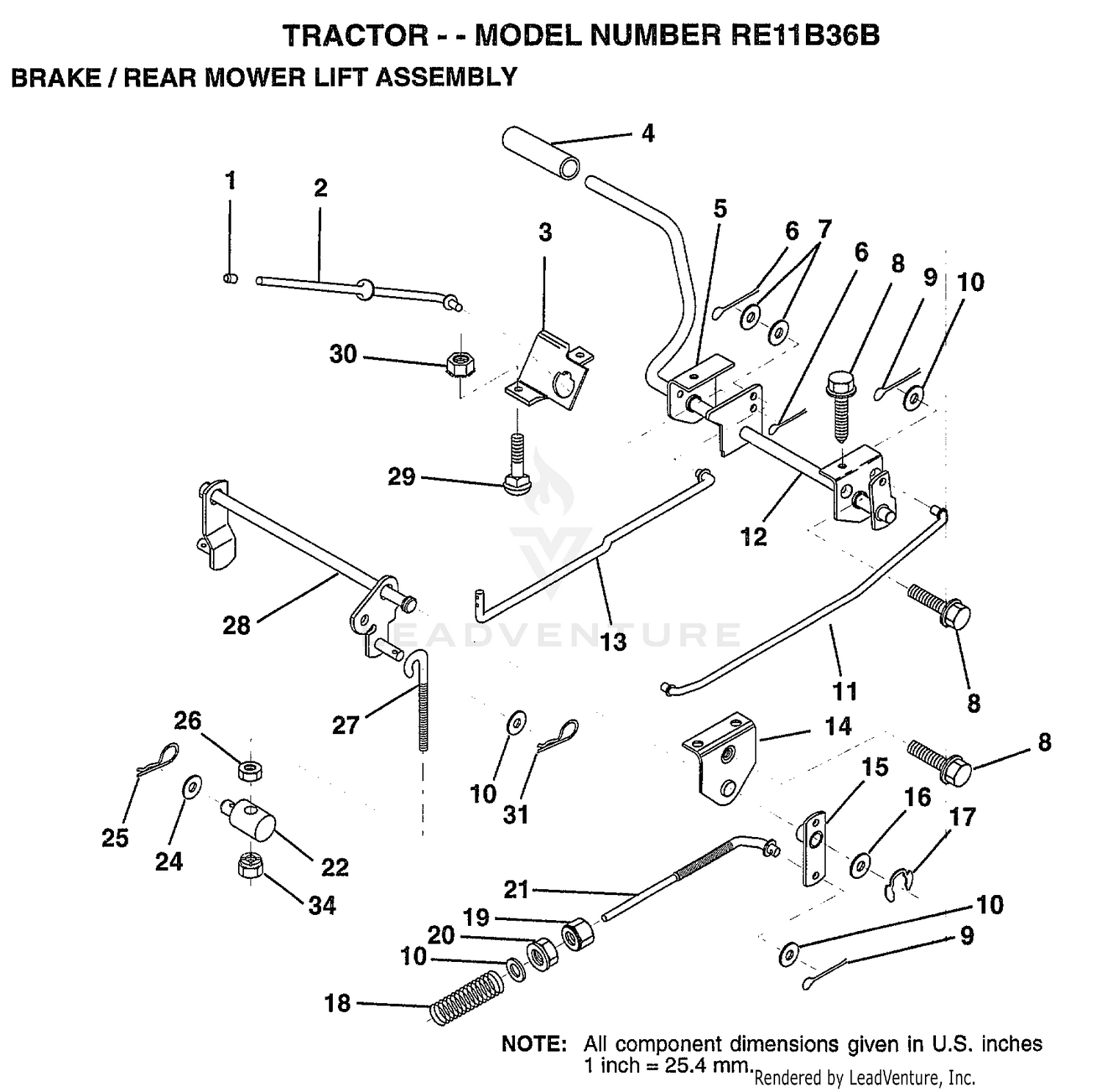 BRAKE/REAR MOWER LIFT ASSEMBLY