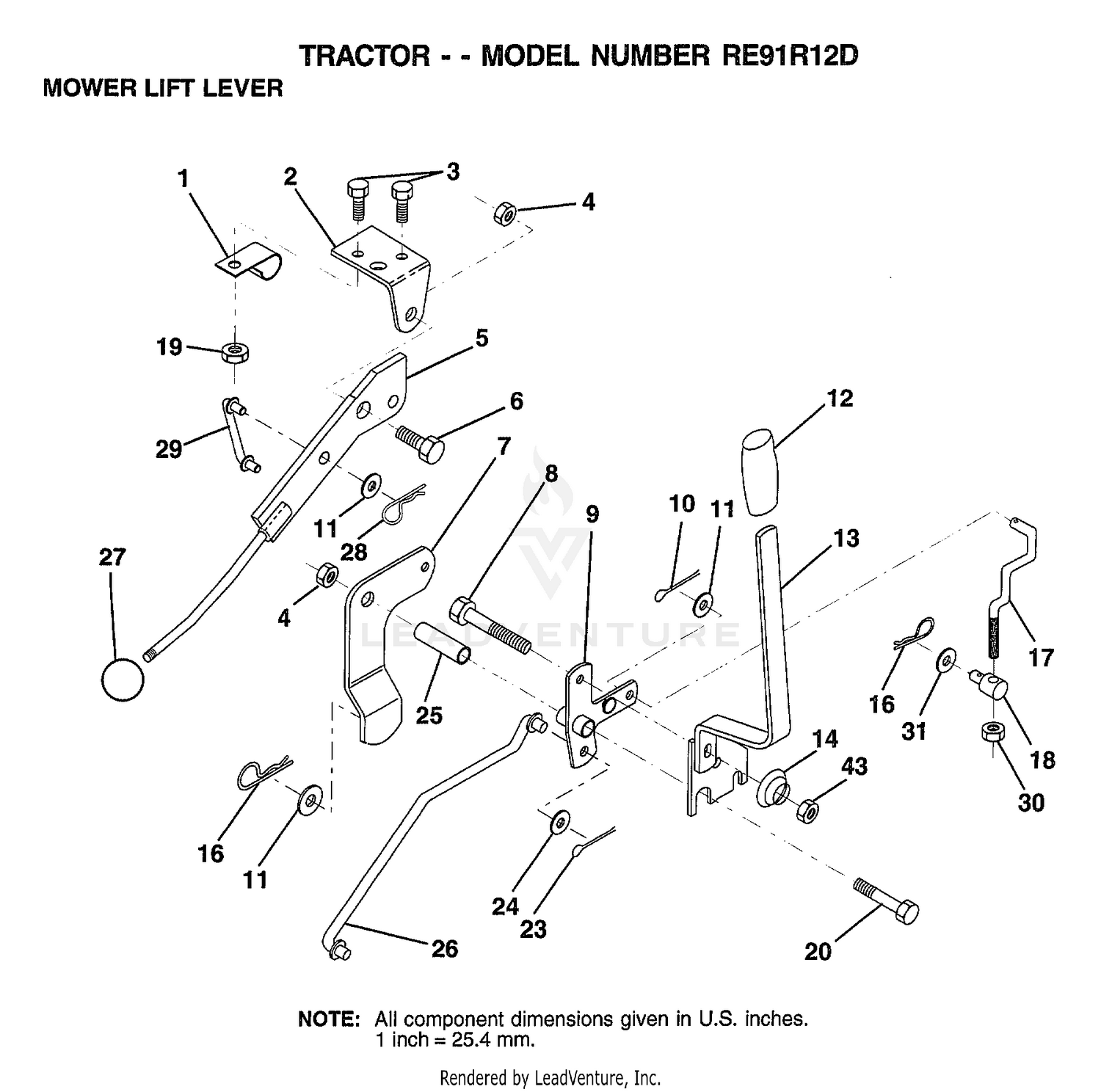 MOWER LIFT LEVER