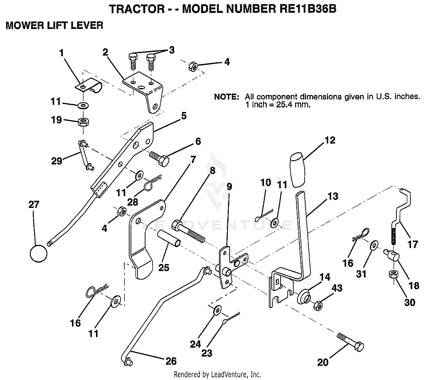MOWER LIFT LEVER