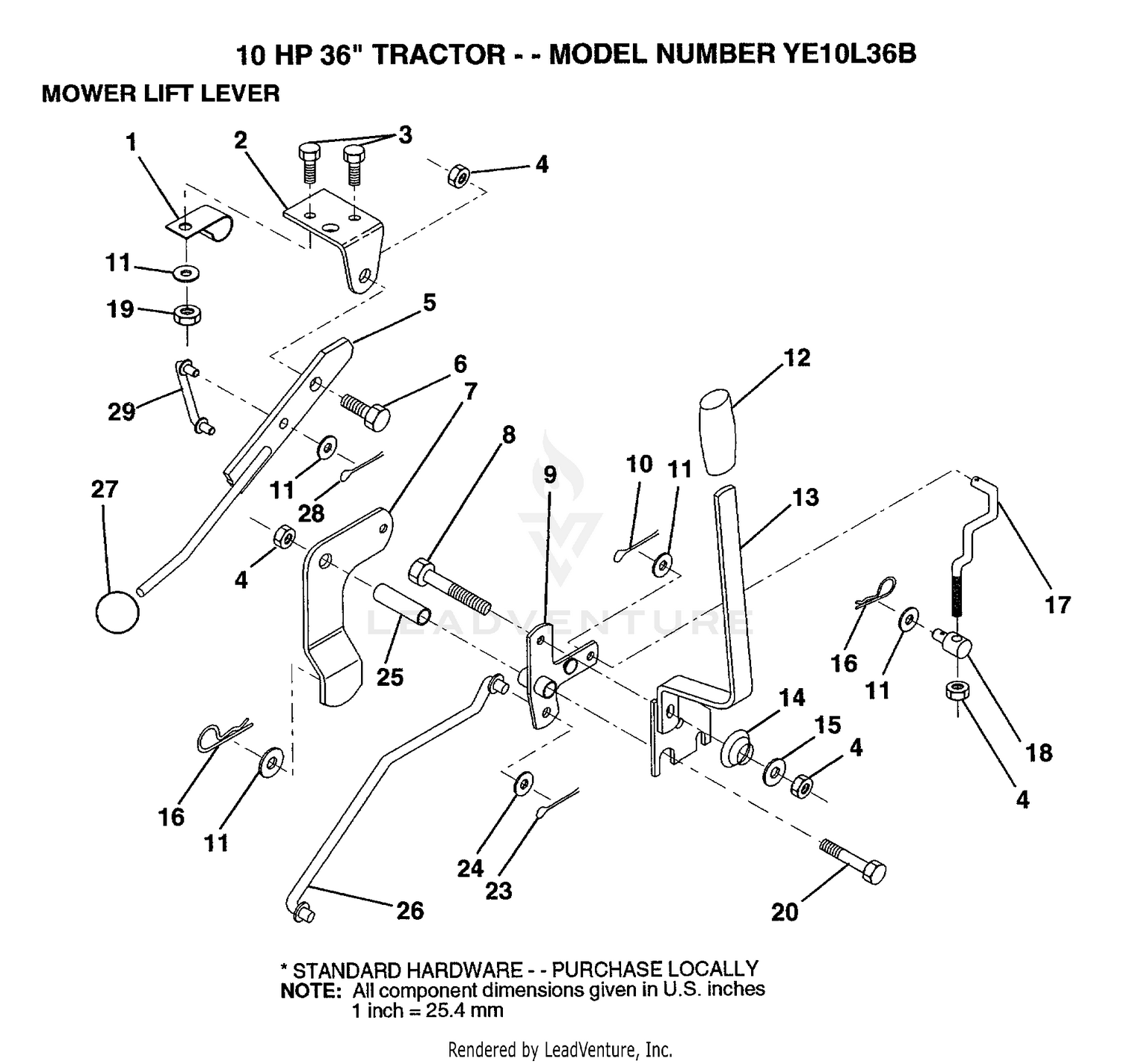 MOWER LIFT LEVER