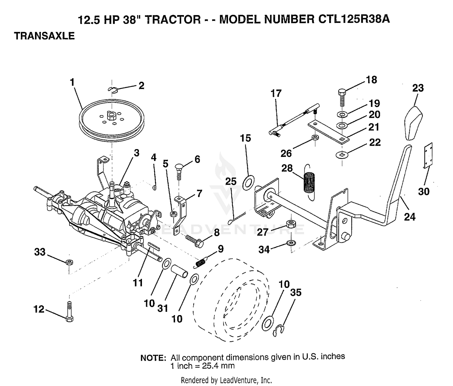 TRANSAXLE/12.5 HP 38"