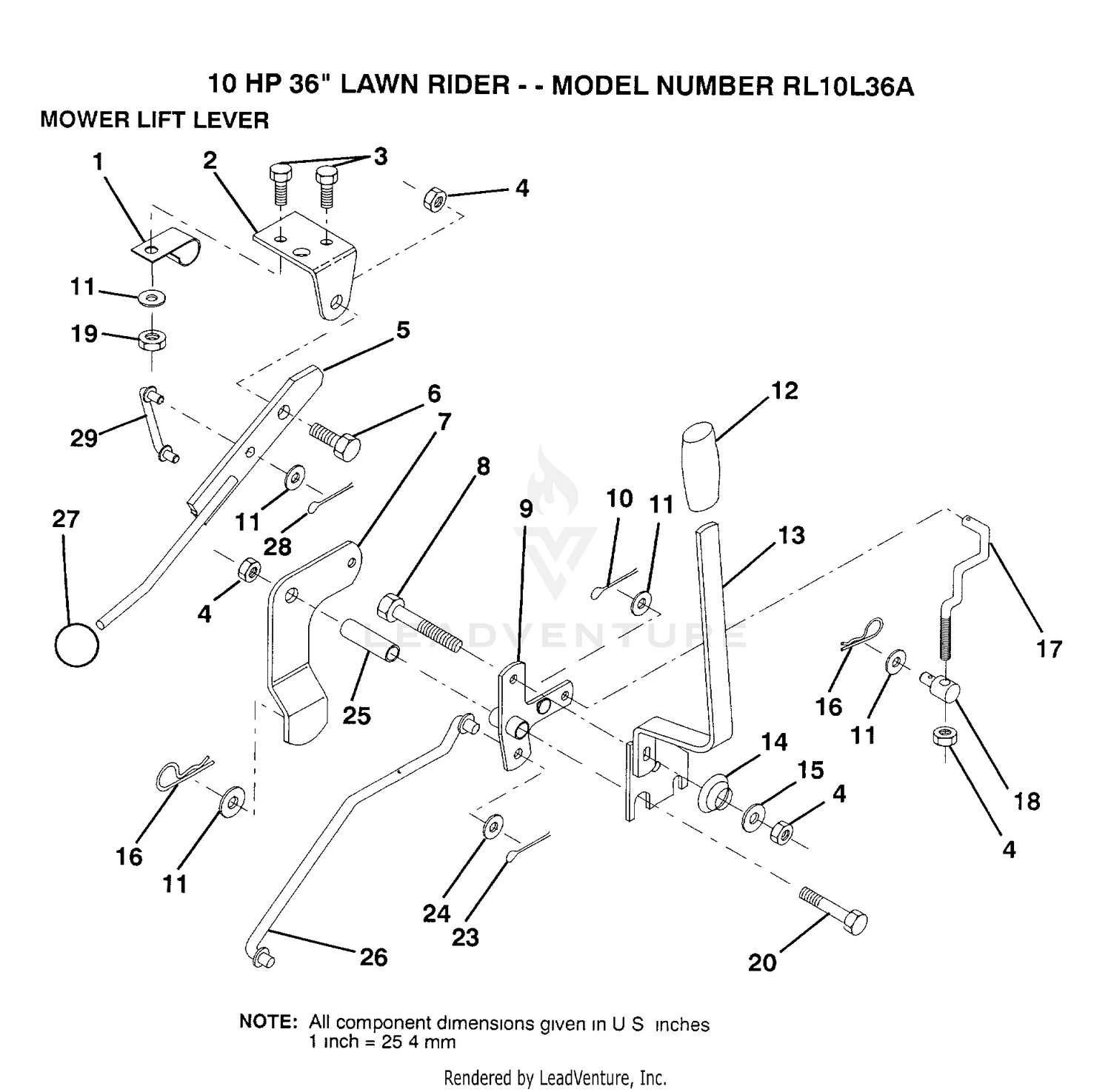 MOWER LIFT LEVER