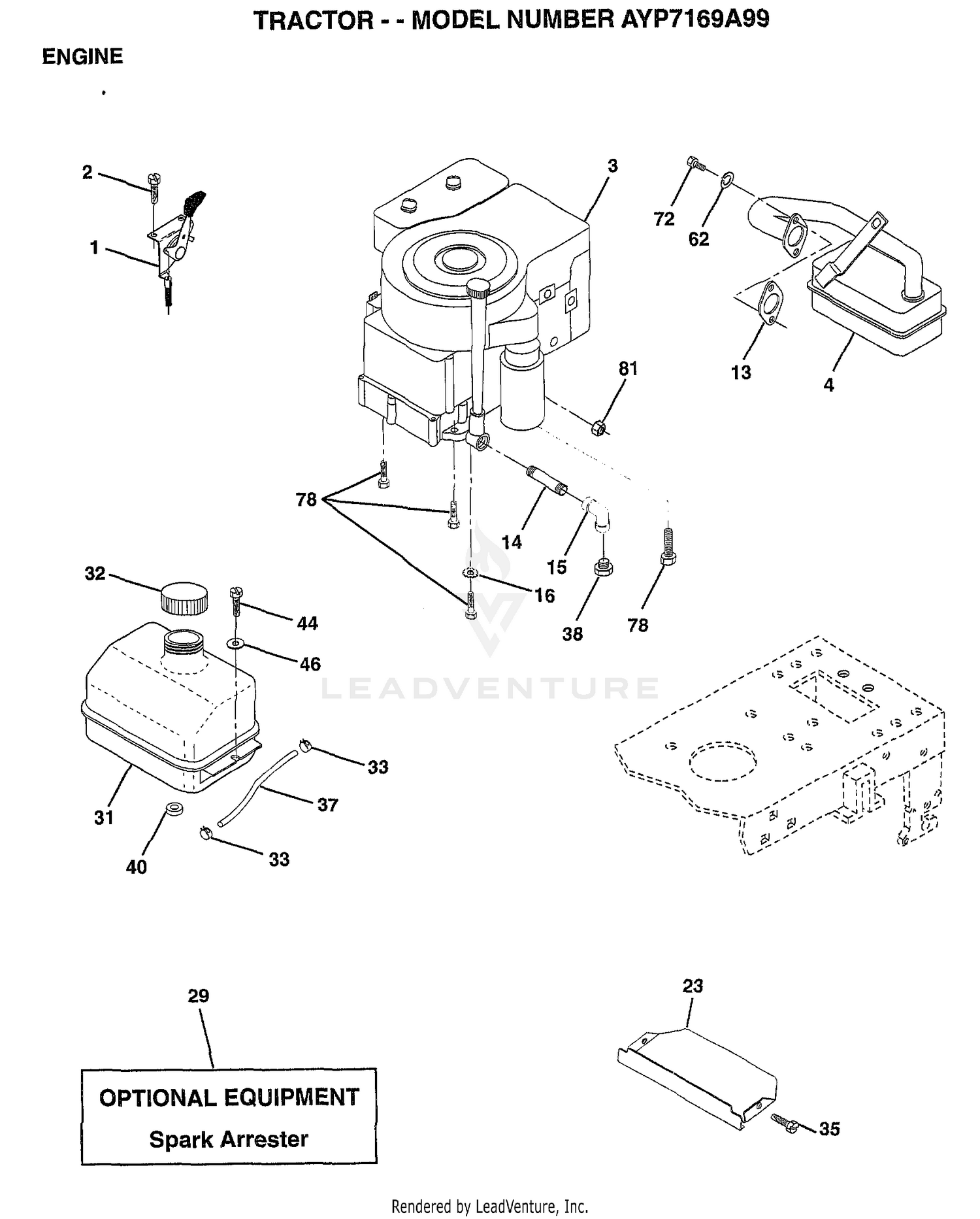 ENGINE CTRL, MUFFLER, TANK