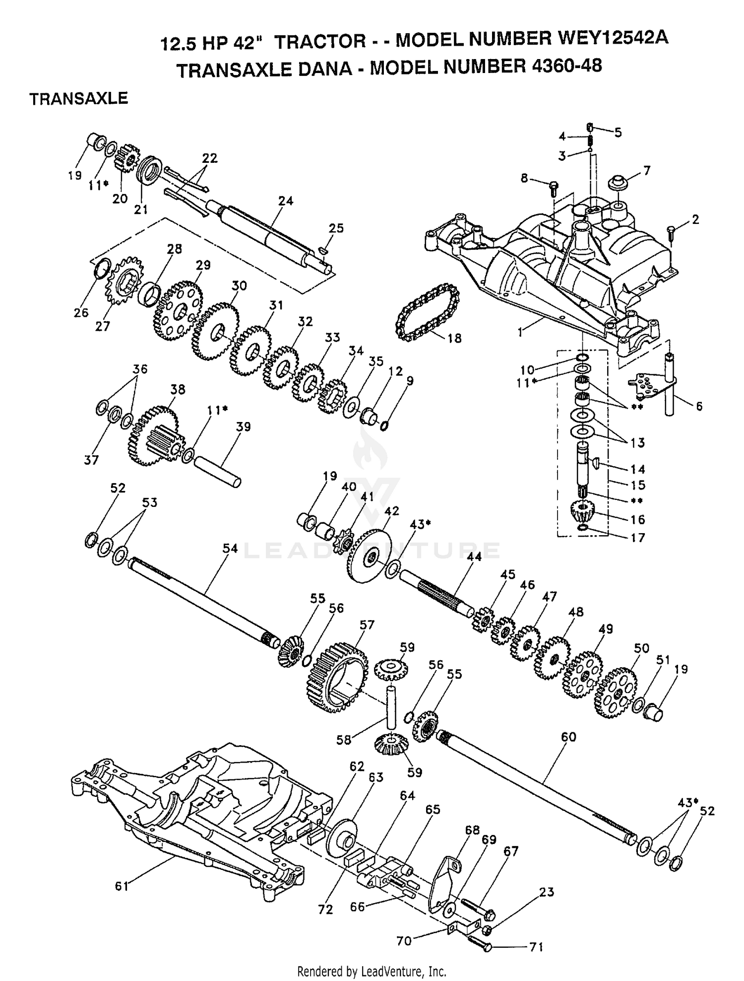 12.5HP 42" TRACTOR-TRANSAXLE