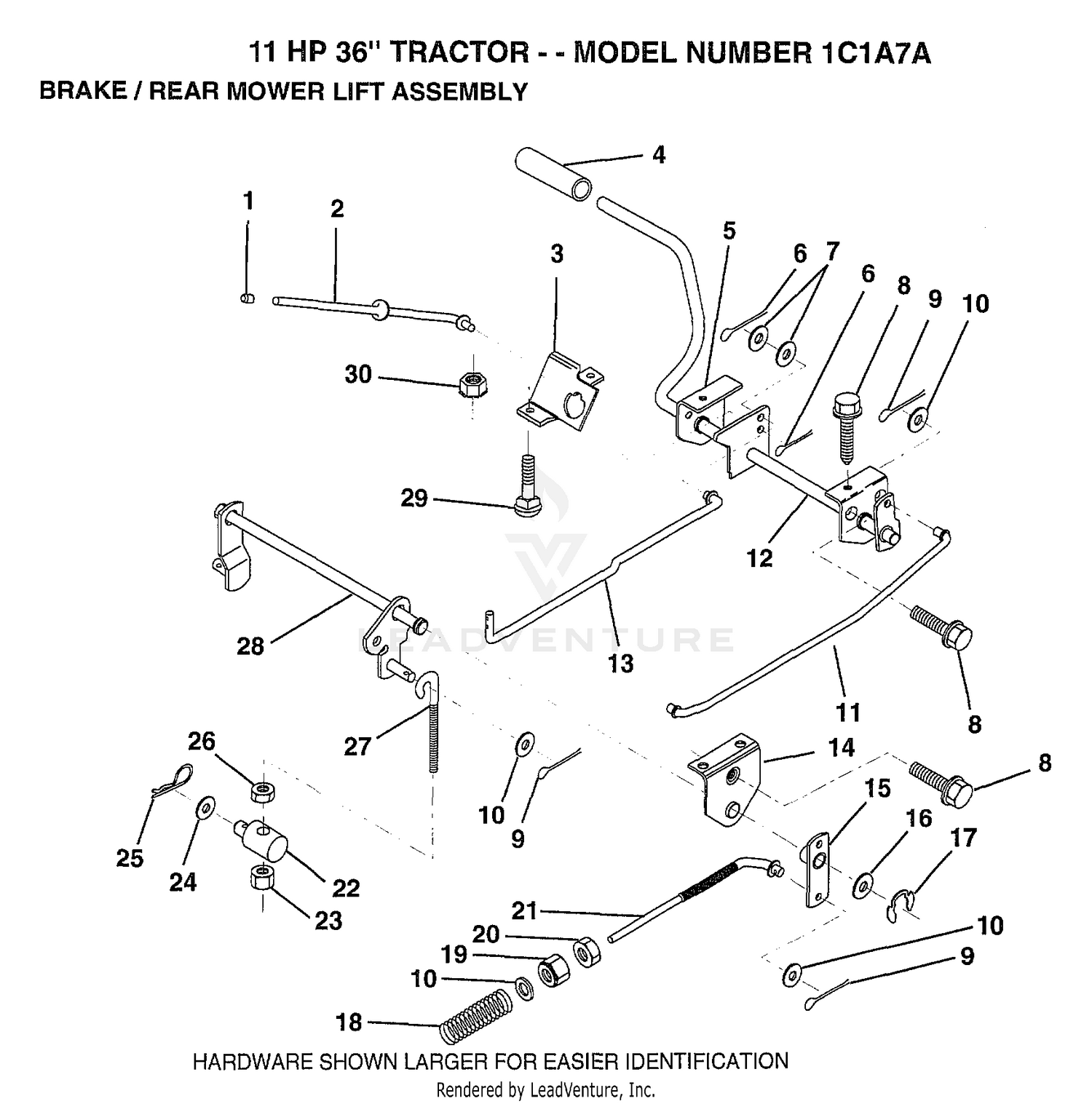 BRAKE/REAR MOWER LIFT/11 HP 36"