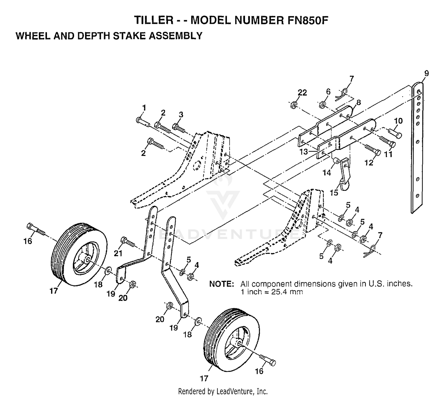 TILLER-WHEEL AND DEPTH STAKE