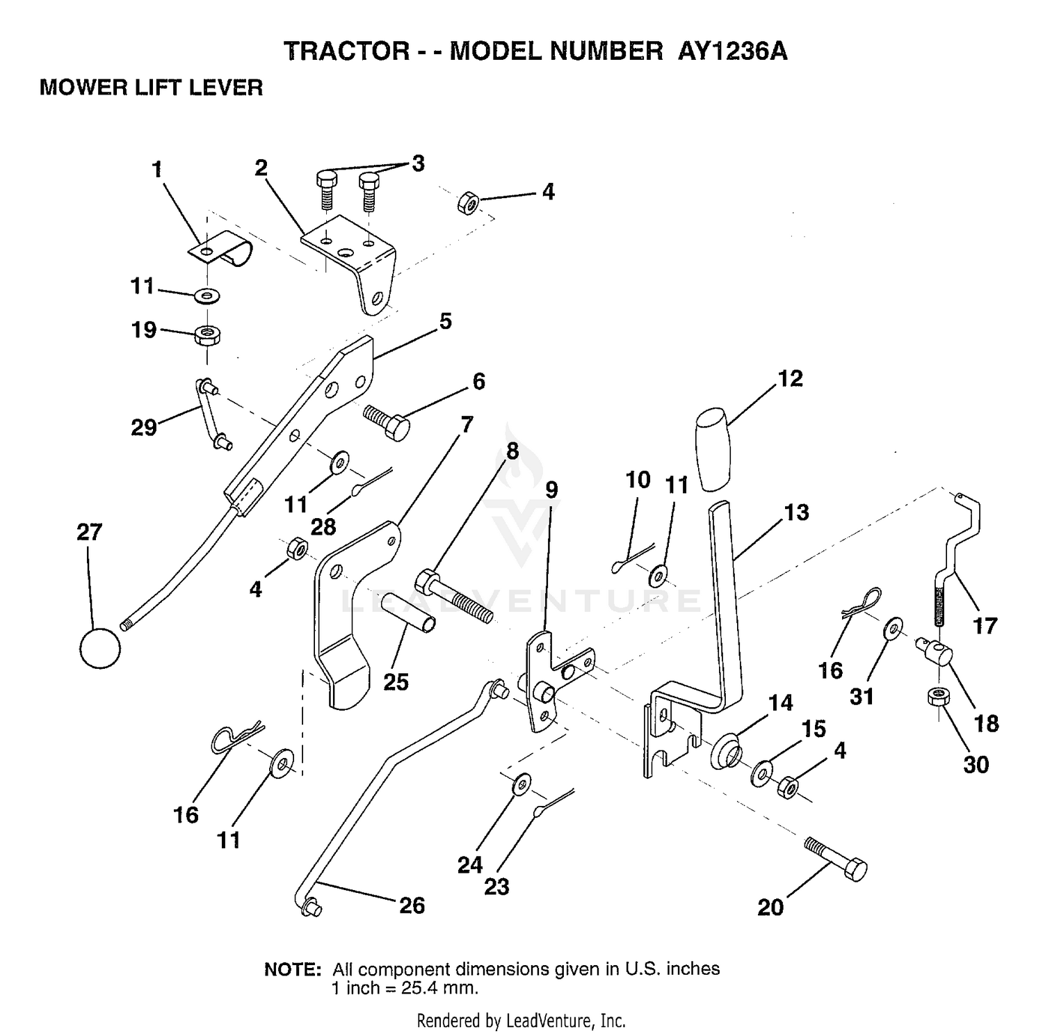 MOWER LIFT LEVER