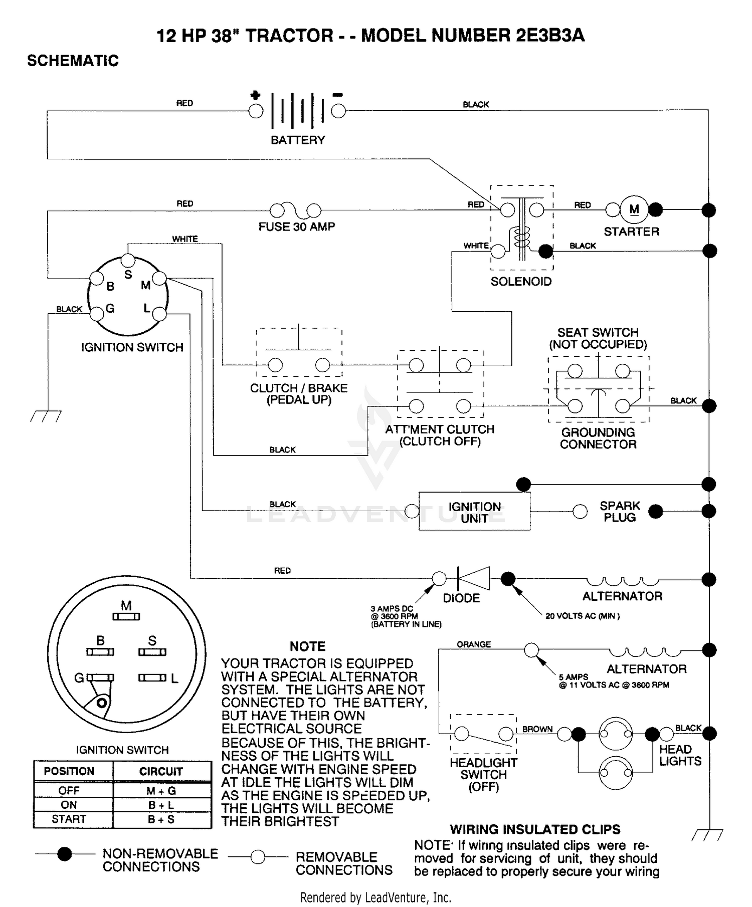 12HP 38" TRACTOR SCHEMATIC