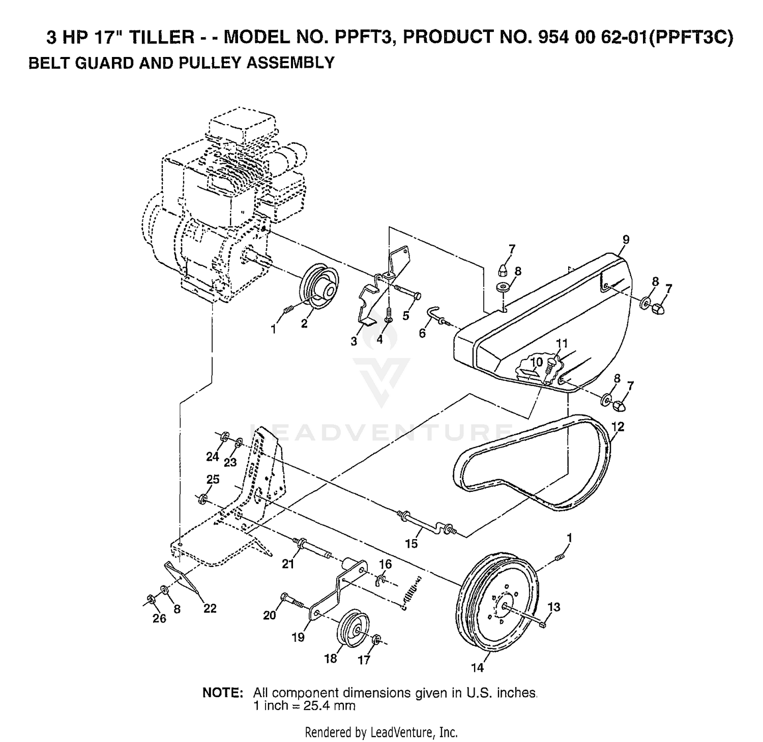 3 HP 17" BELT GUARD/PULLEY ASSY