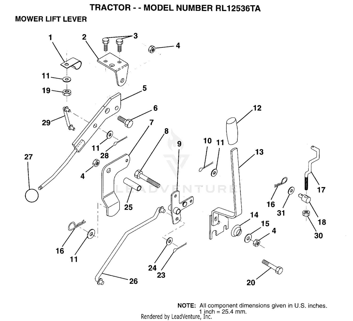 MOWER LIFT LEVER