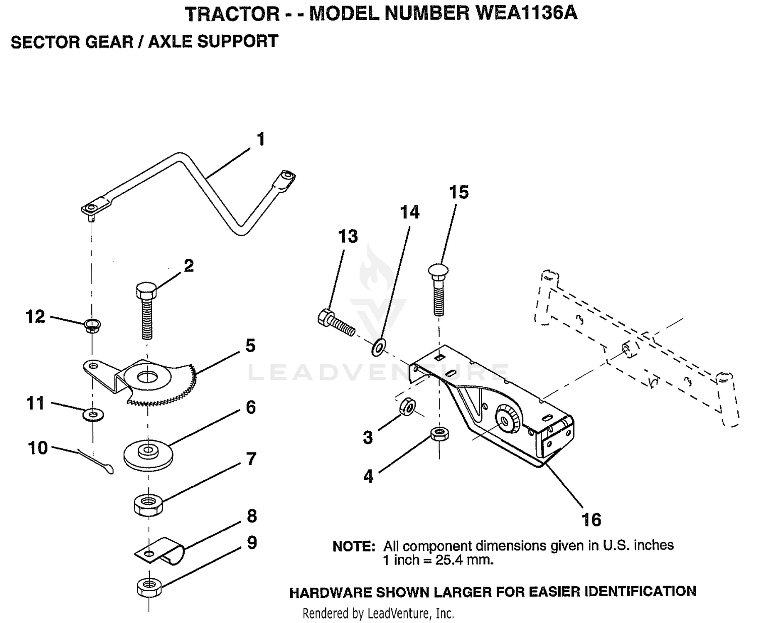 SECTOR GEAR/AXLE SUPPORT
