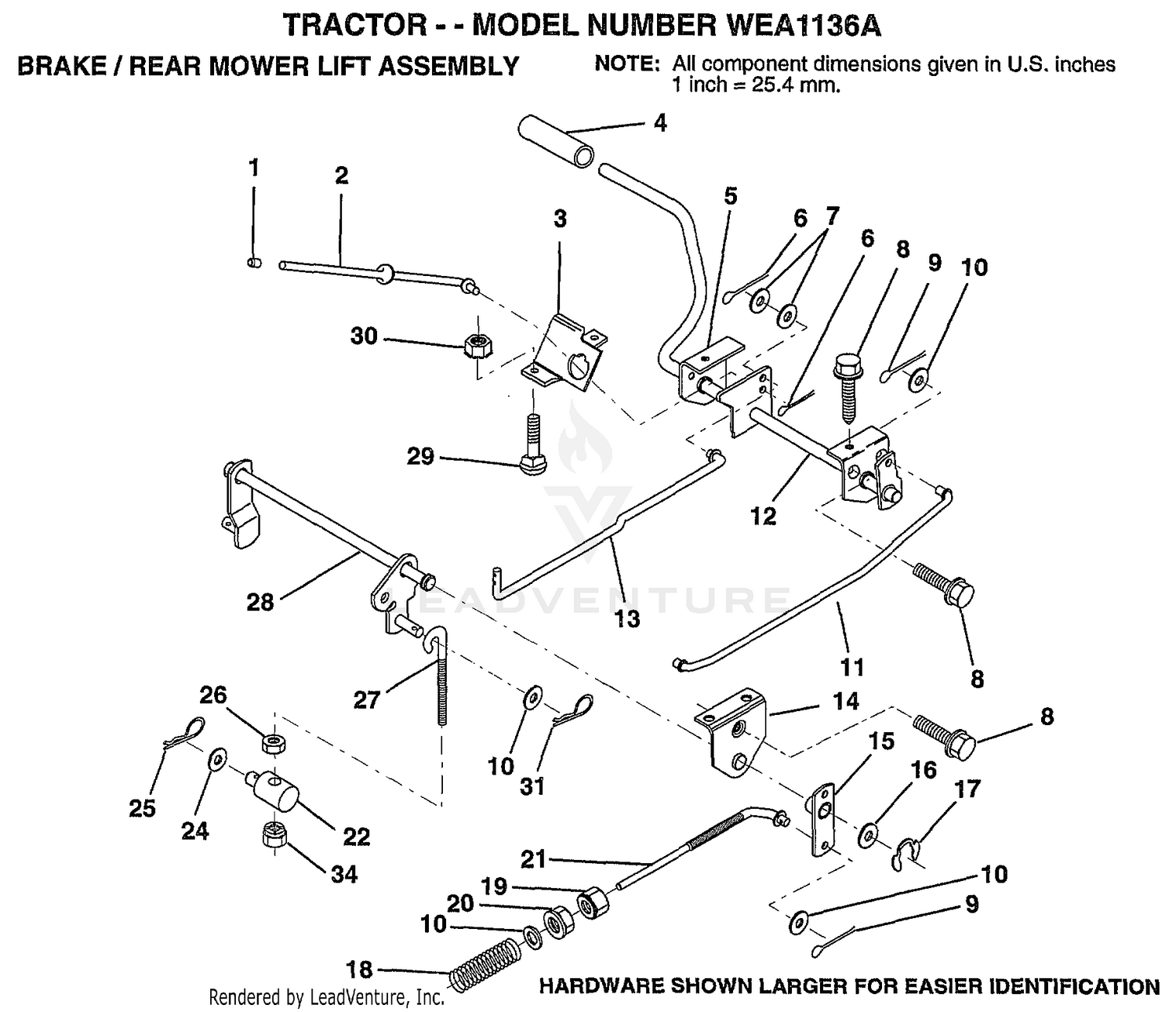 BRAKE/REAR MOWER LIFT