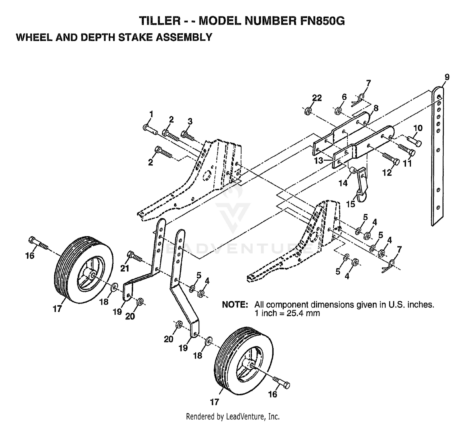 WHEEL AND DEPTH STAKE ASSEMBLY