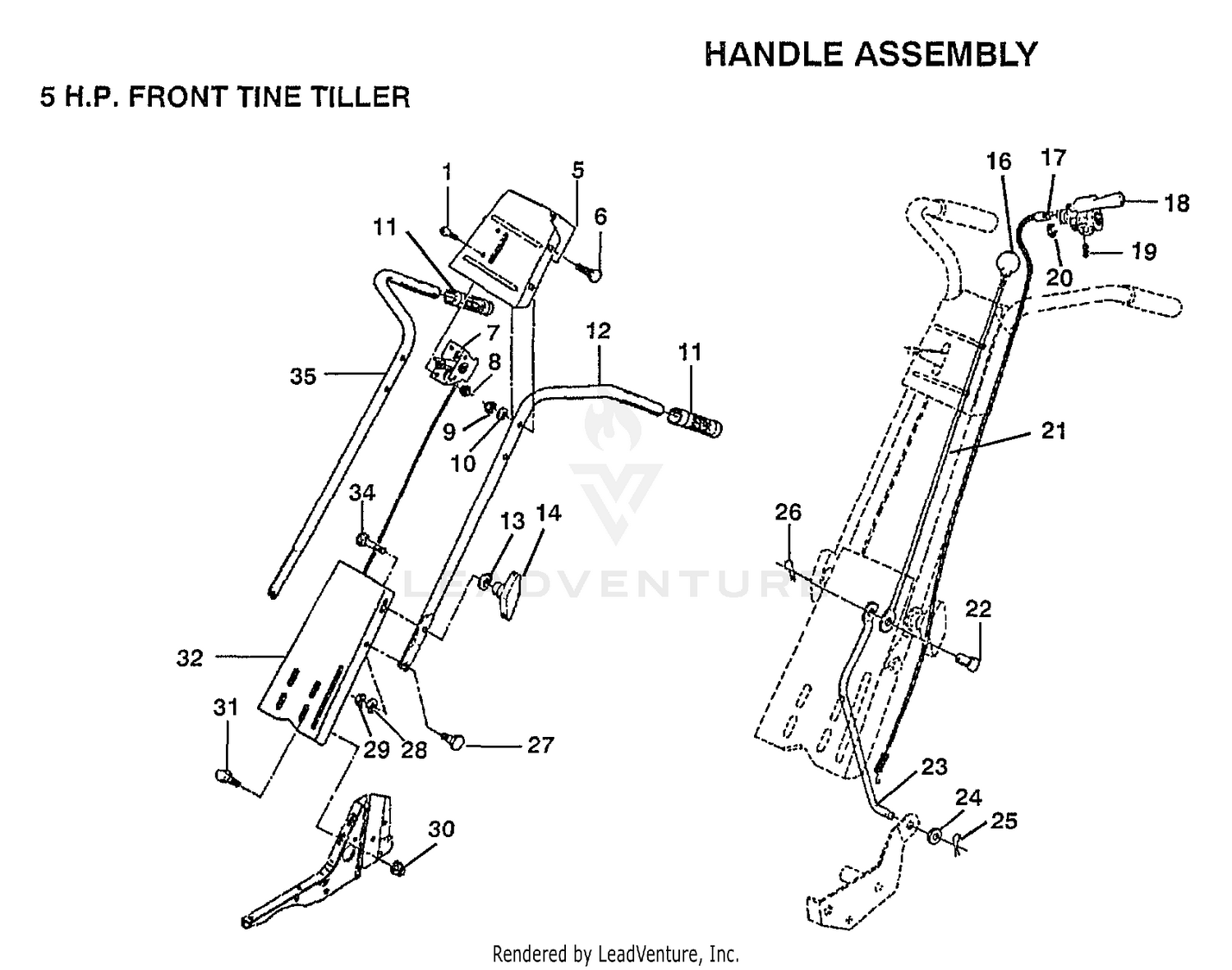 5 HP TILLER HANDLE ASSEMBLY