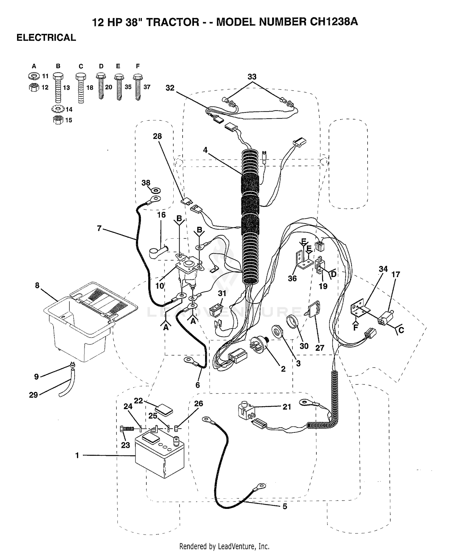 12HP 38" TRACTOR/ELECTRICAL