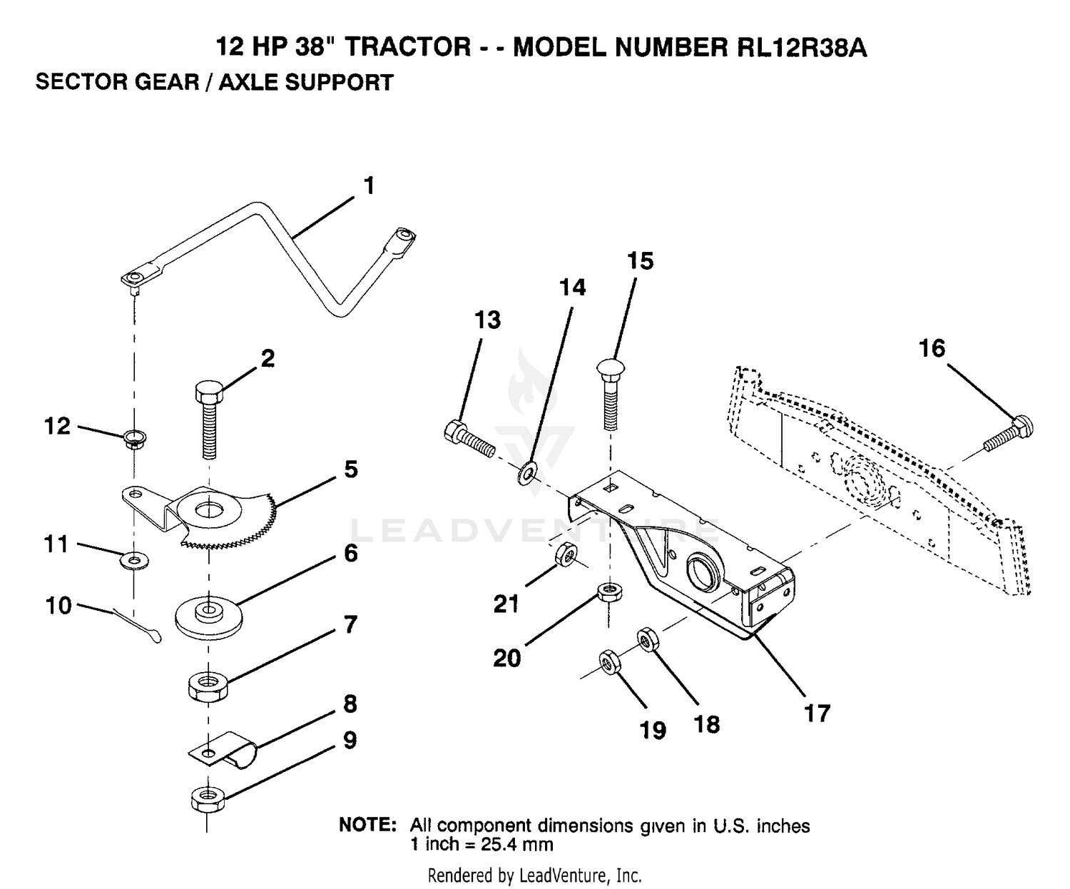 SECTOR GEAR/AXLE SUPPORT