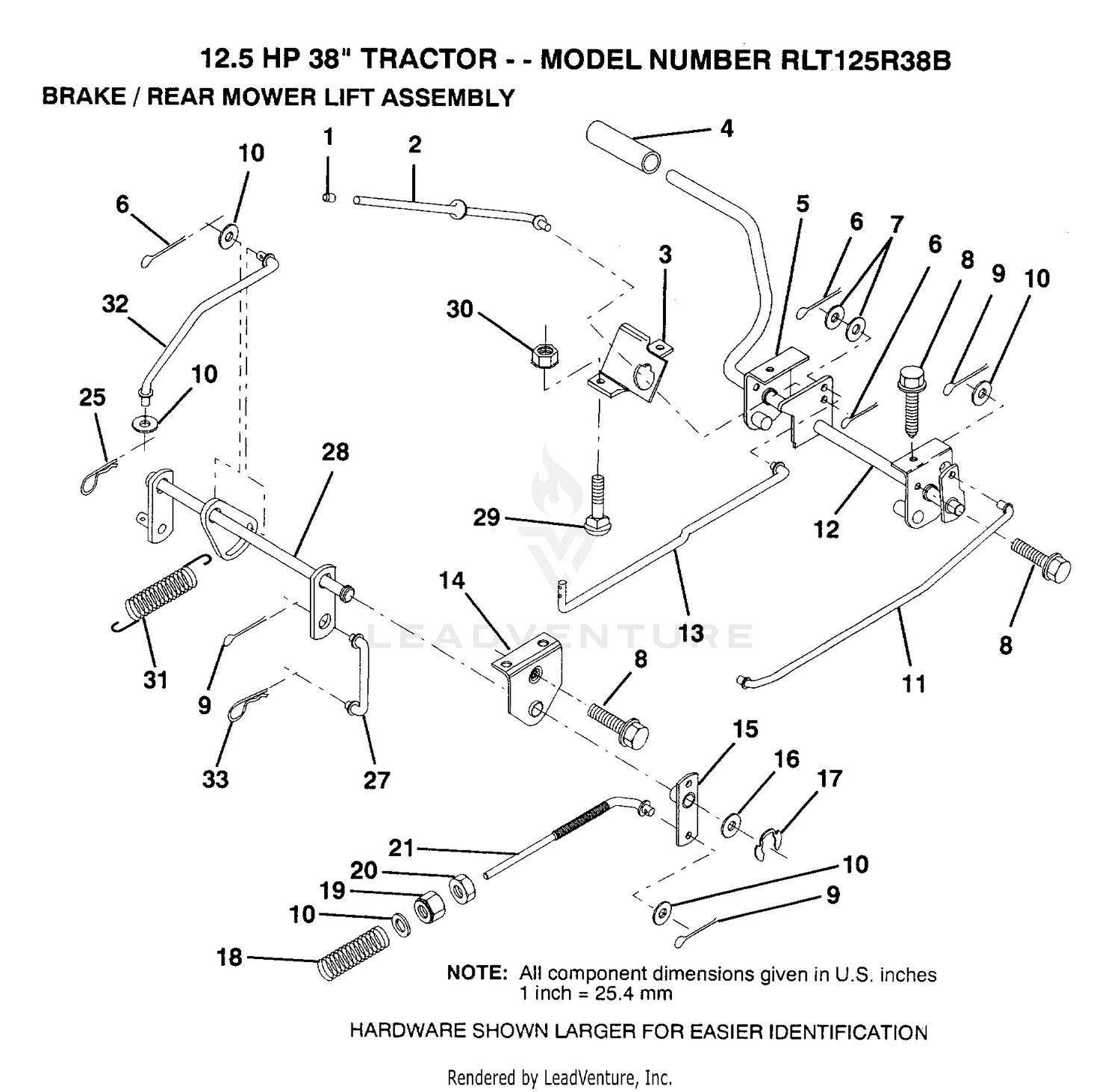 BRAKE/REAR MOWER LIFT