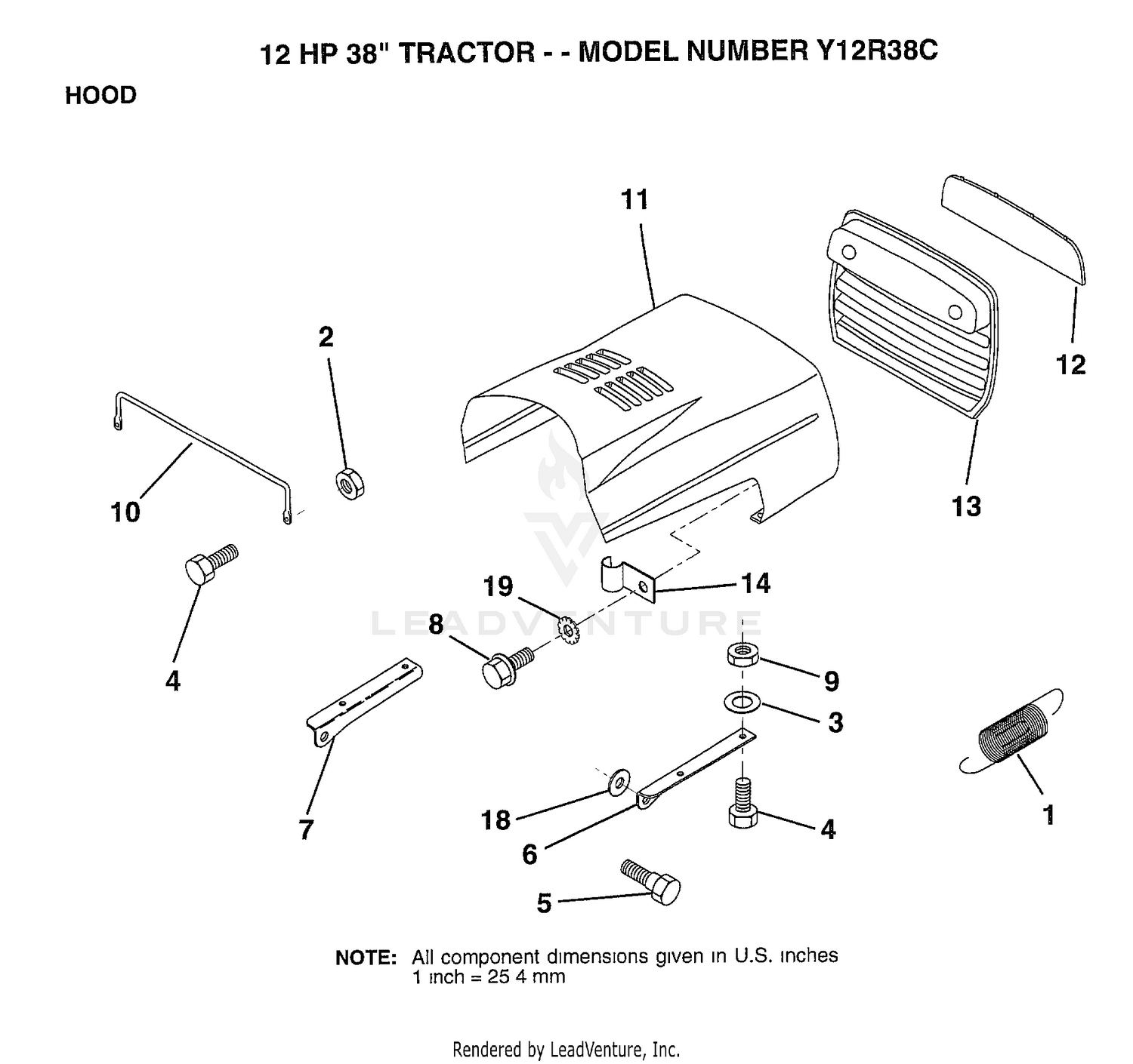 12HP 38" TRACTOR HOOD
