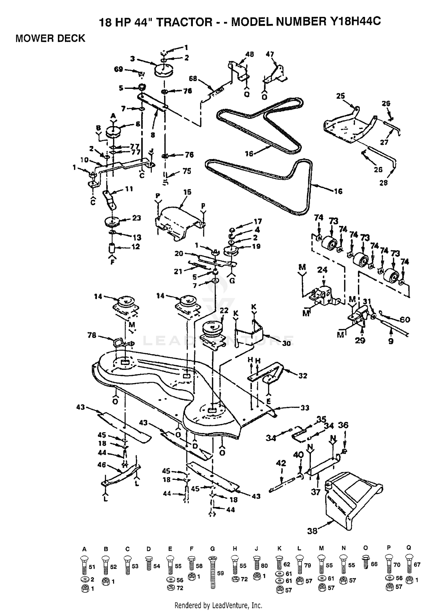 18HP 44" TRACTOR MOWER DECK