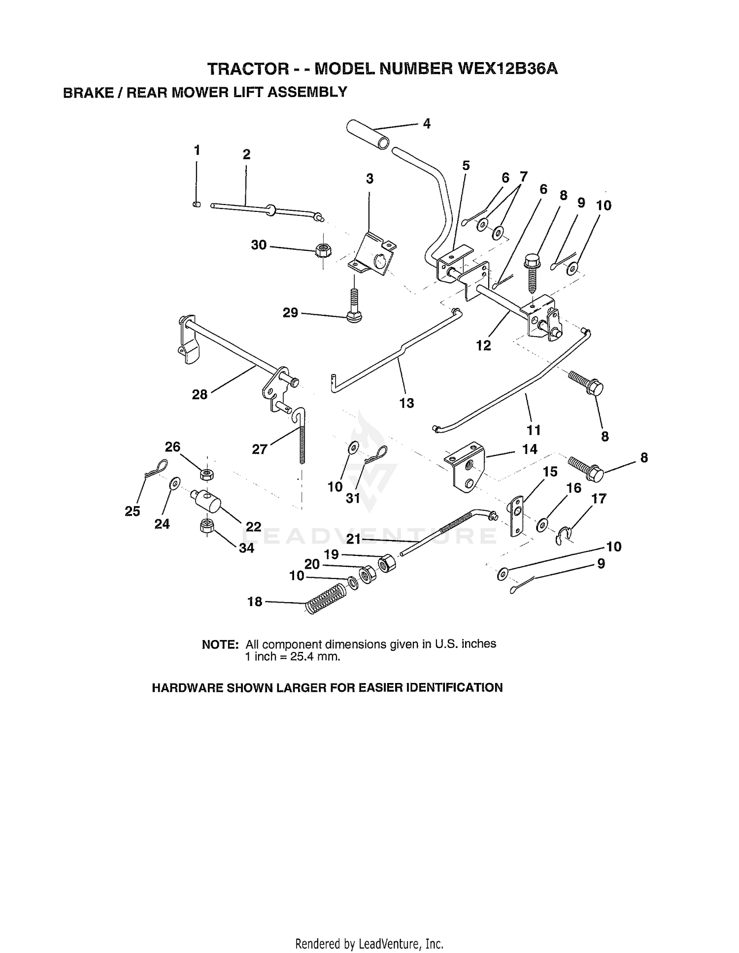 BRAKE/REAR MOWER LIFT ASSEMBLY