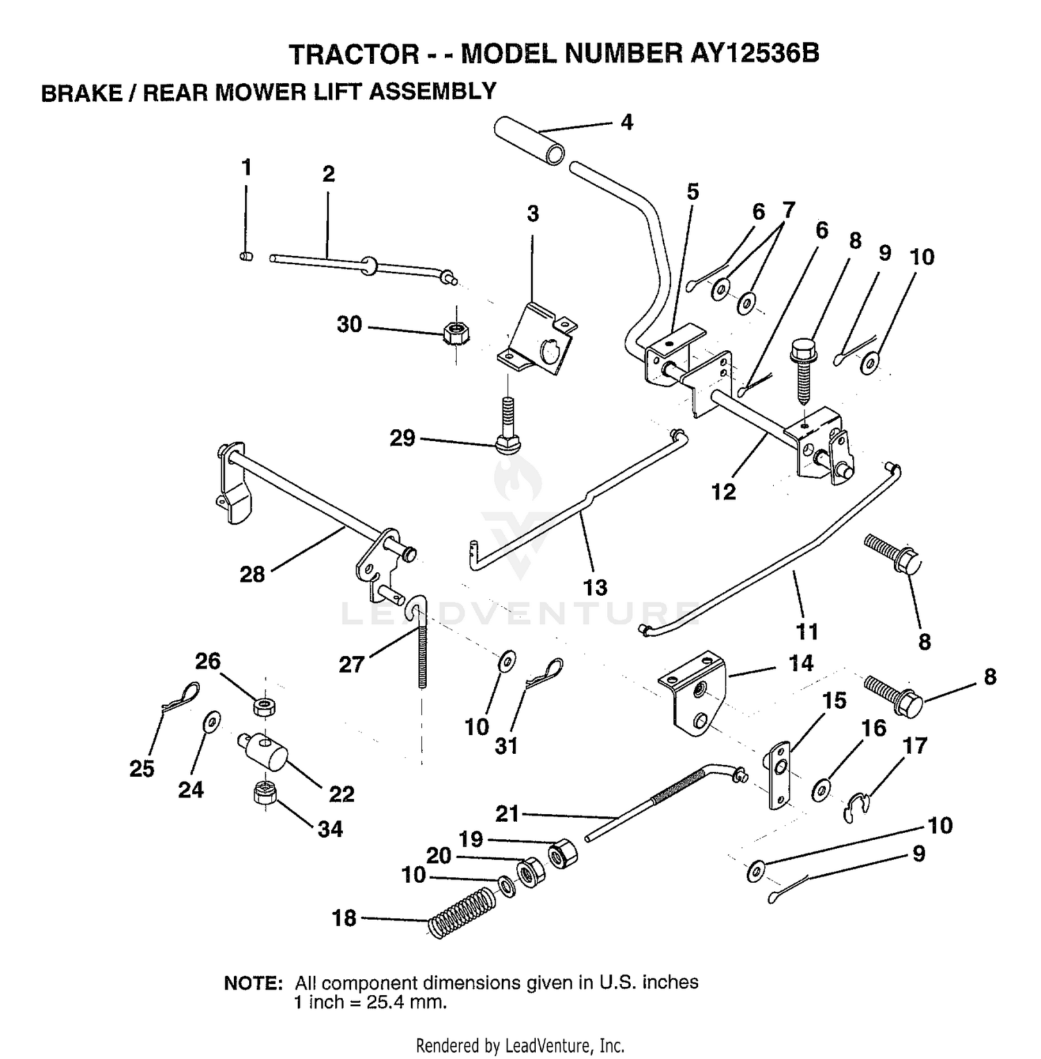 BRAKE/REAR MOWER LIFT ASSEMBLY