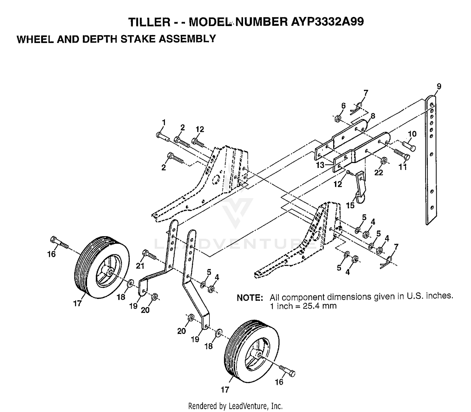 WHEEL AND DEPTH STAKE ASSEMBLY