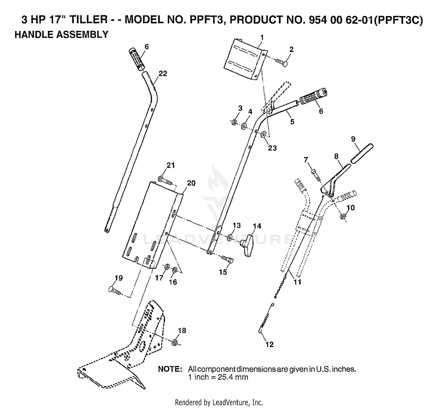 3 HP 17" TILLER HANDLE ASSEMBLY