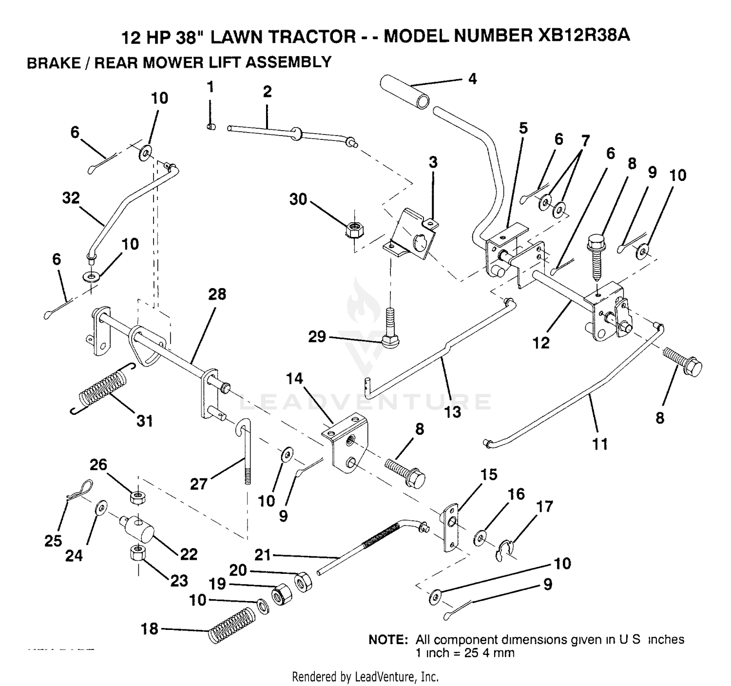 BRAKE AND REAR MOWER LIFT