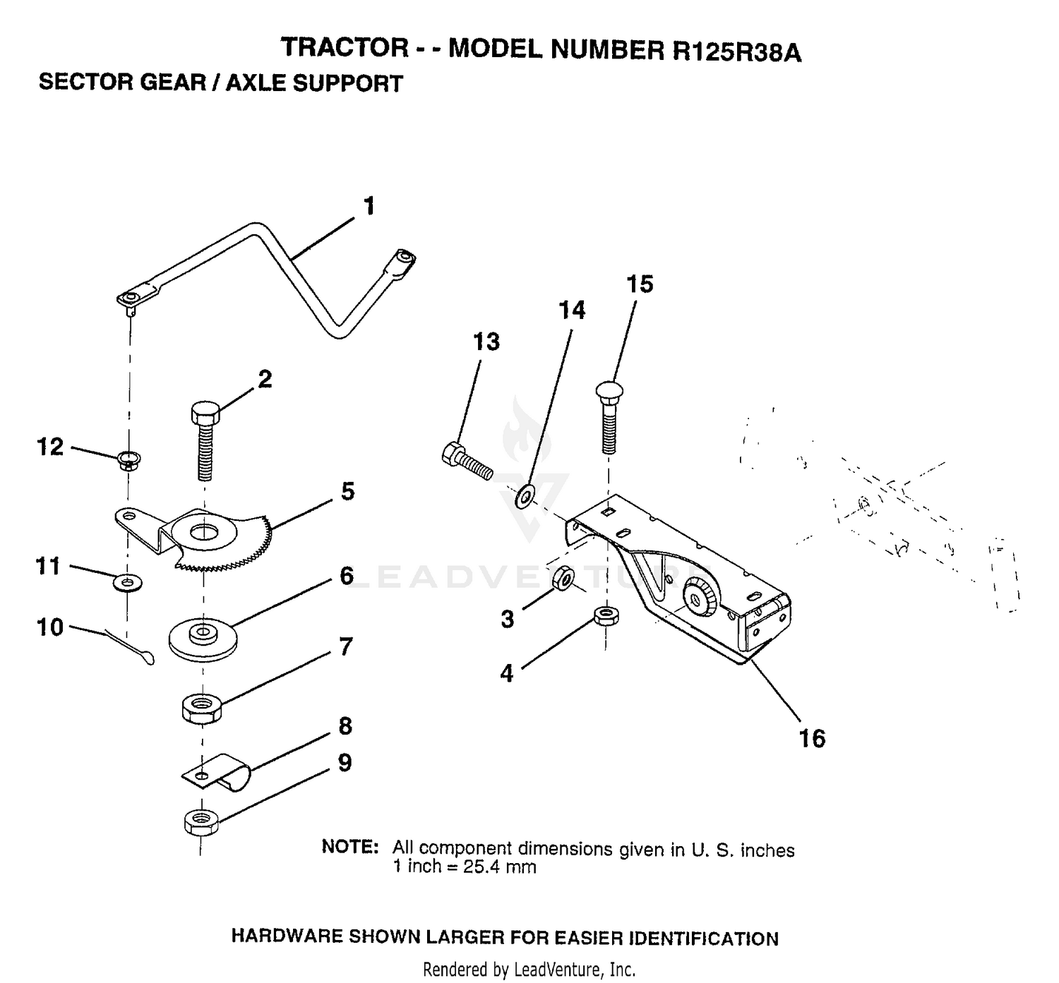 SECTOR GEAR/AXLE SUPPORT