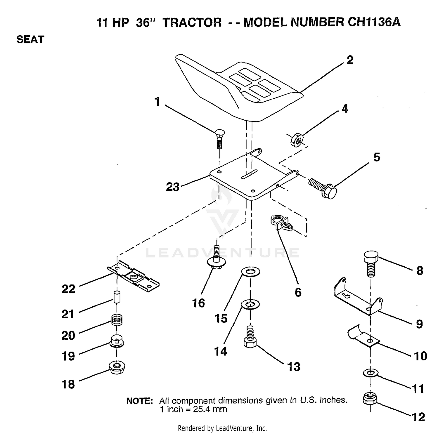 11HP 36" TRACTOR/SEAT