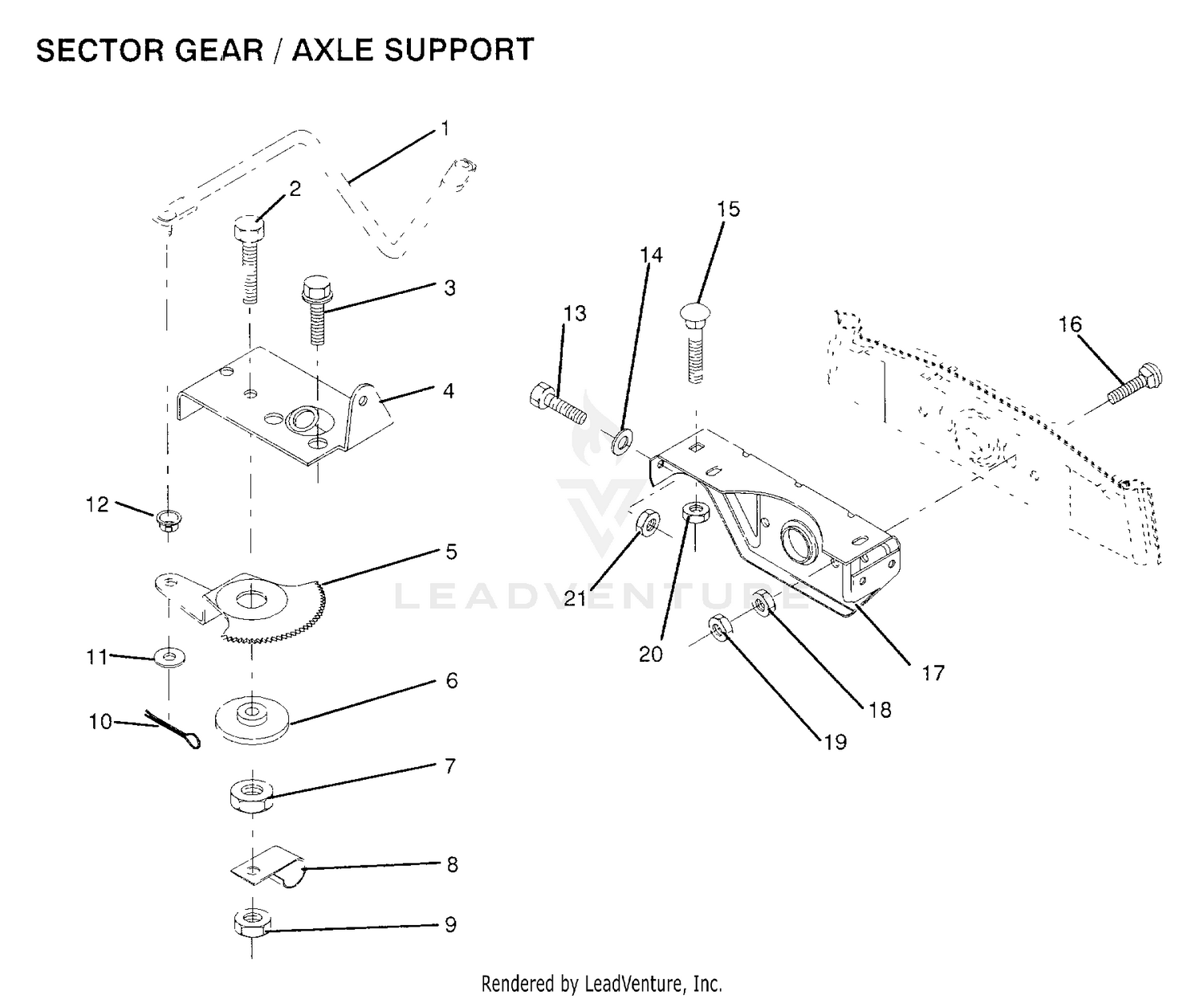 SECTOR GEAR AND AXLE