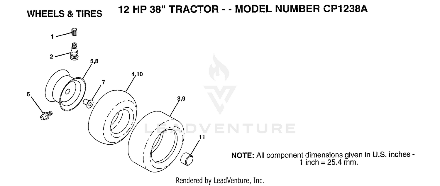 12HP 38" TRACTOR-WHEELS