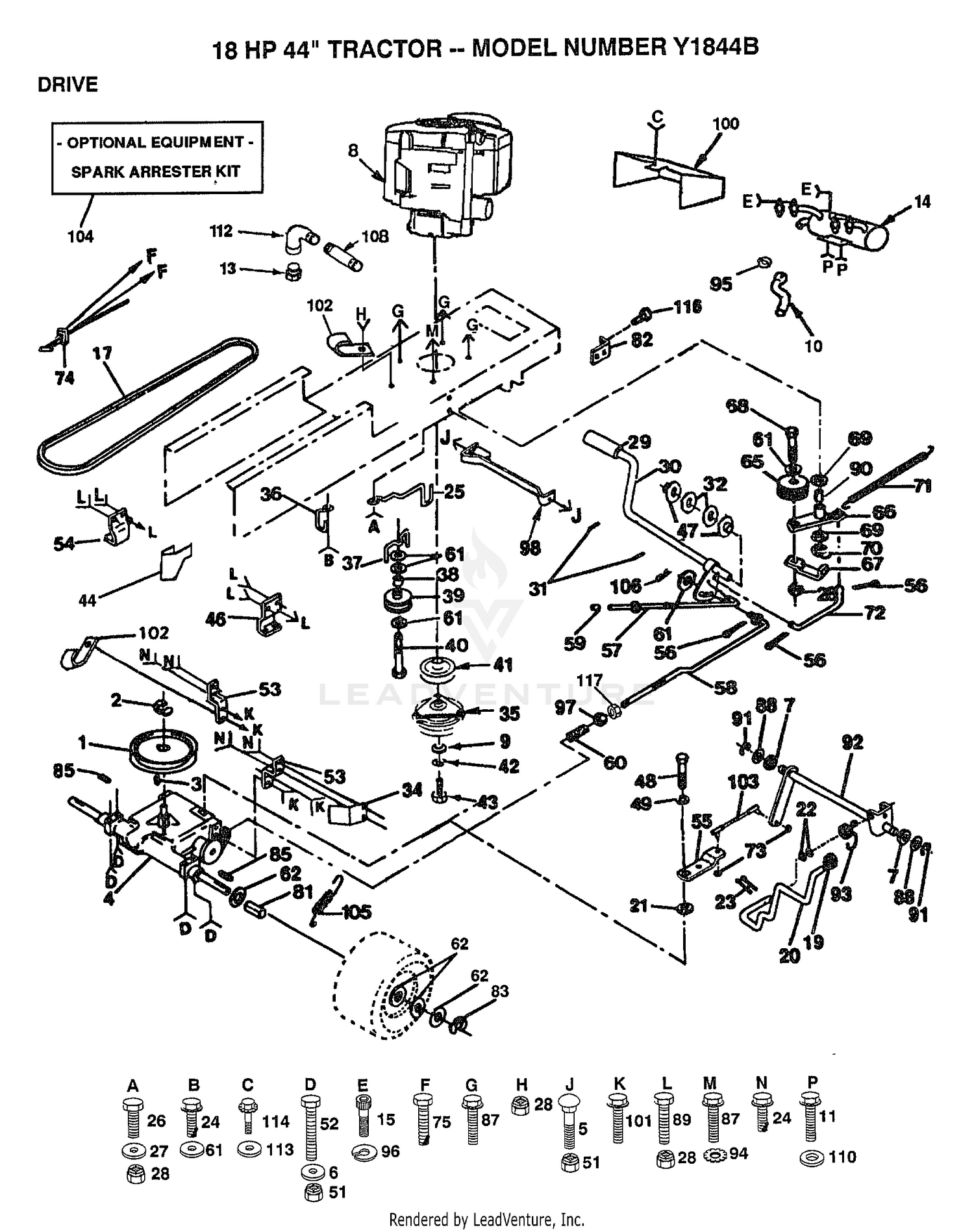 18HP 44" TRACTOR DRIVE