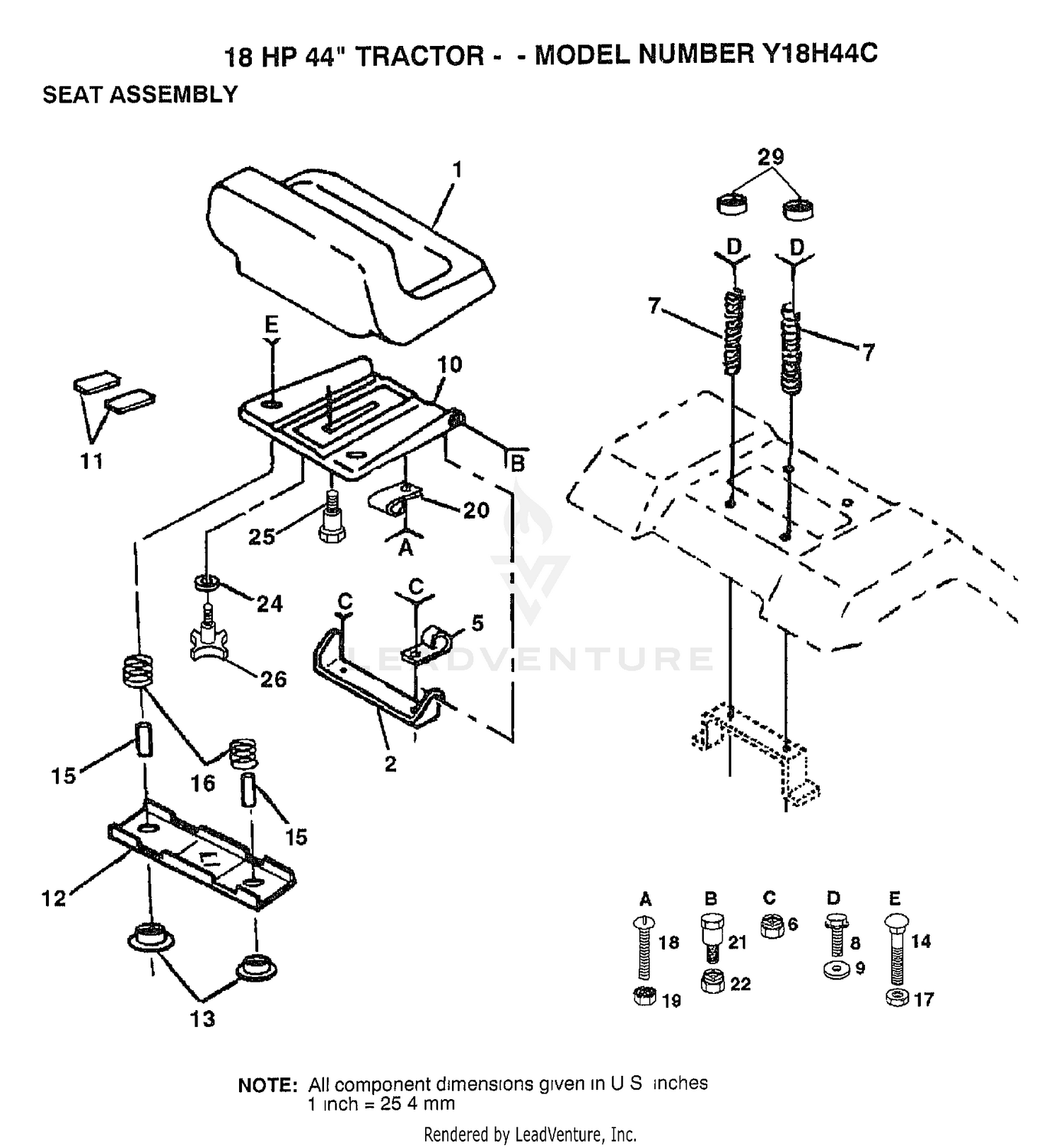 18HP 44" TRACTOR SEAT ASSEMBLY