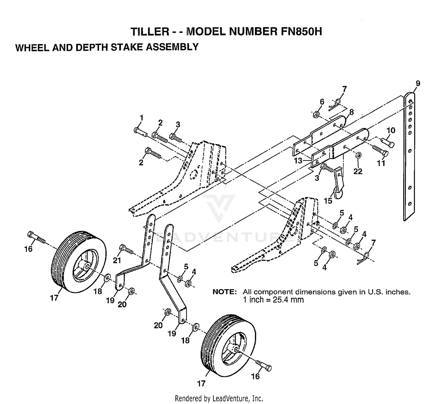 WHEEL AND DEPTH STAKE ASSEMBLY