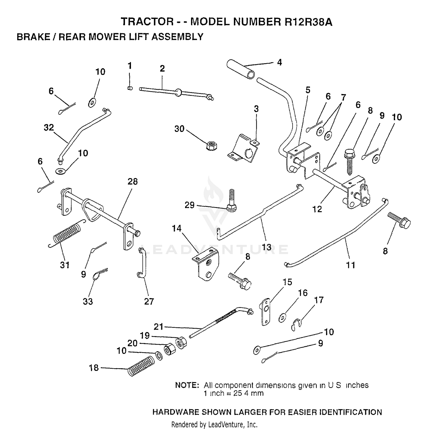 BRAKE/REAR MOWER LIFT ASSEMBLY
