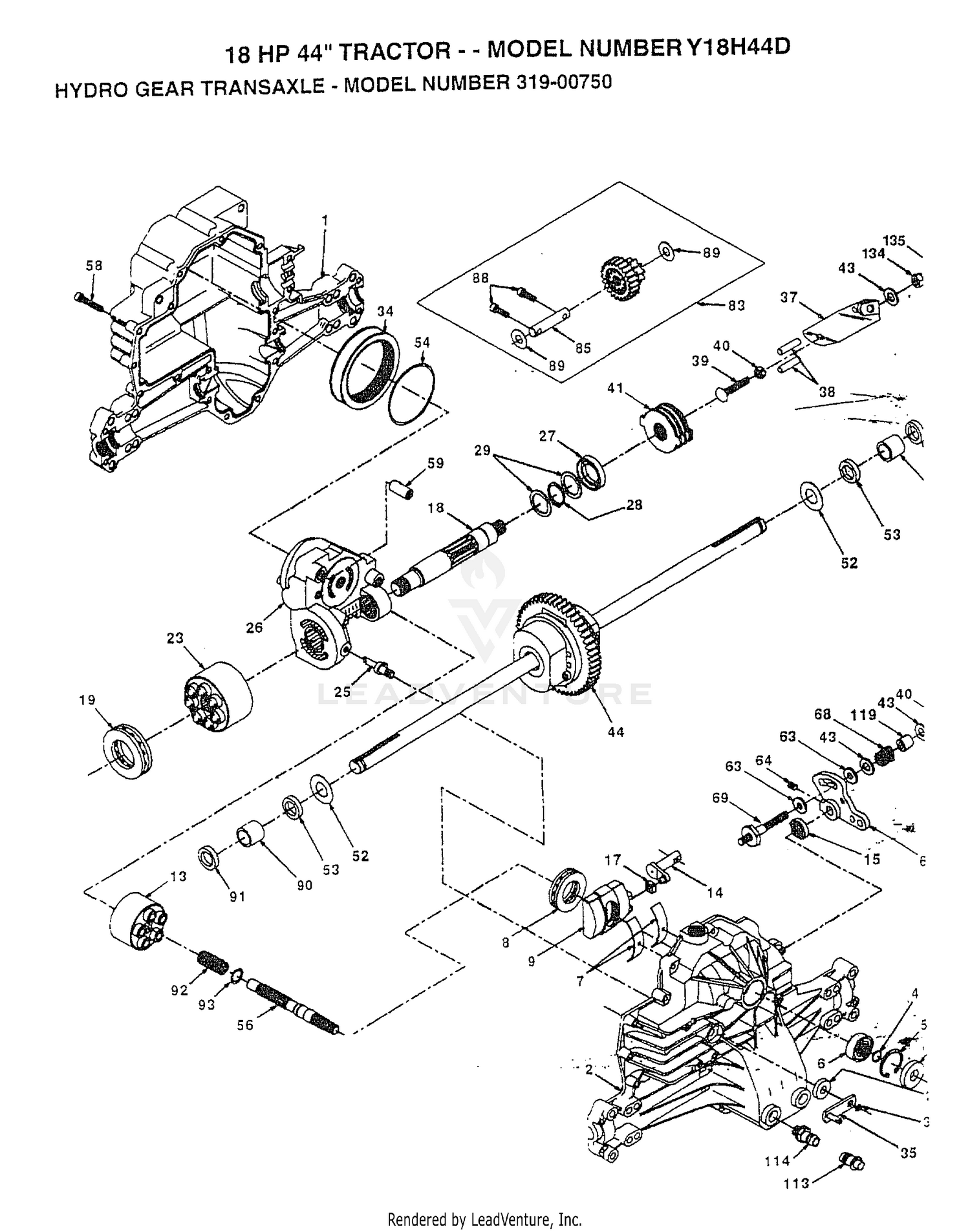 18HP 44"/HYDRO GEAR TRANSAXLE