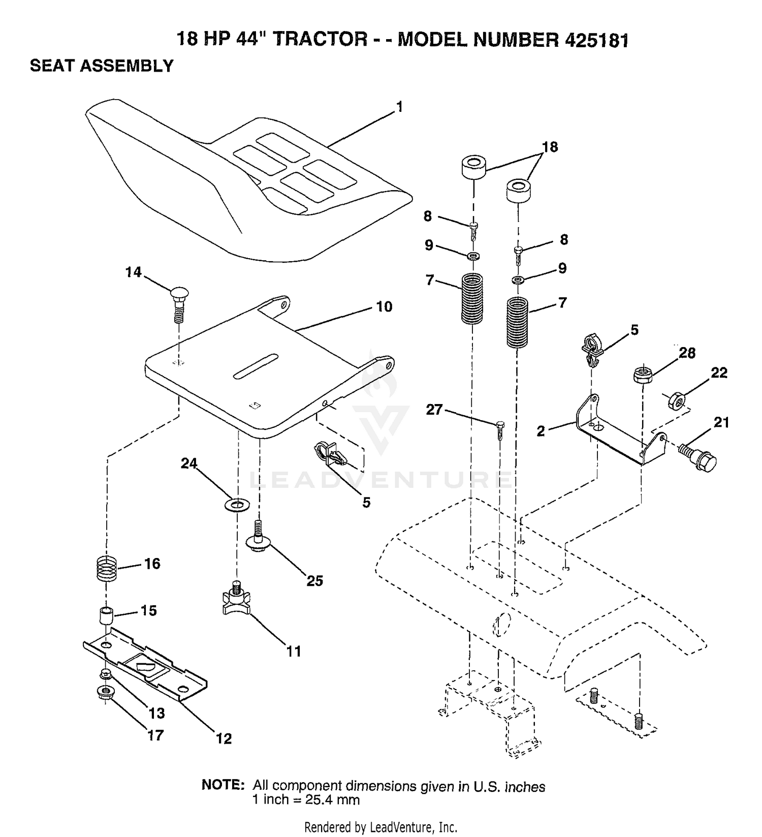 SEAT ASSEMBLY/18 HP 44"