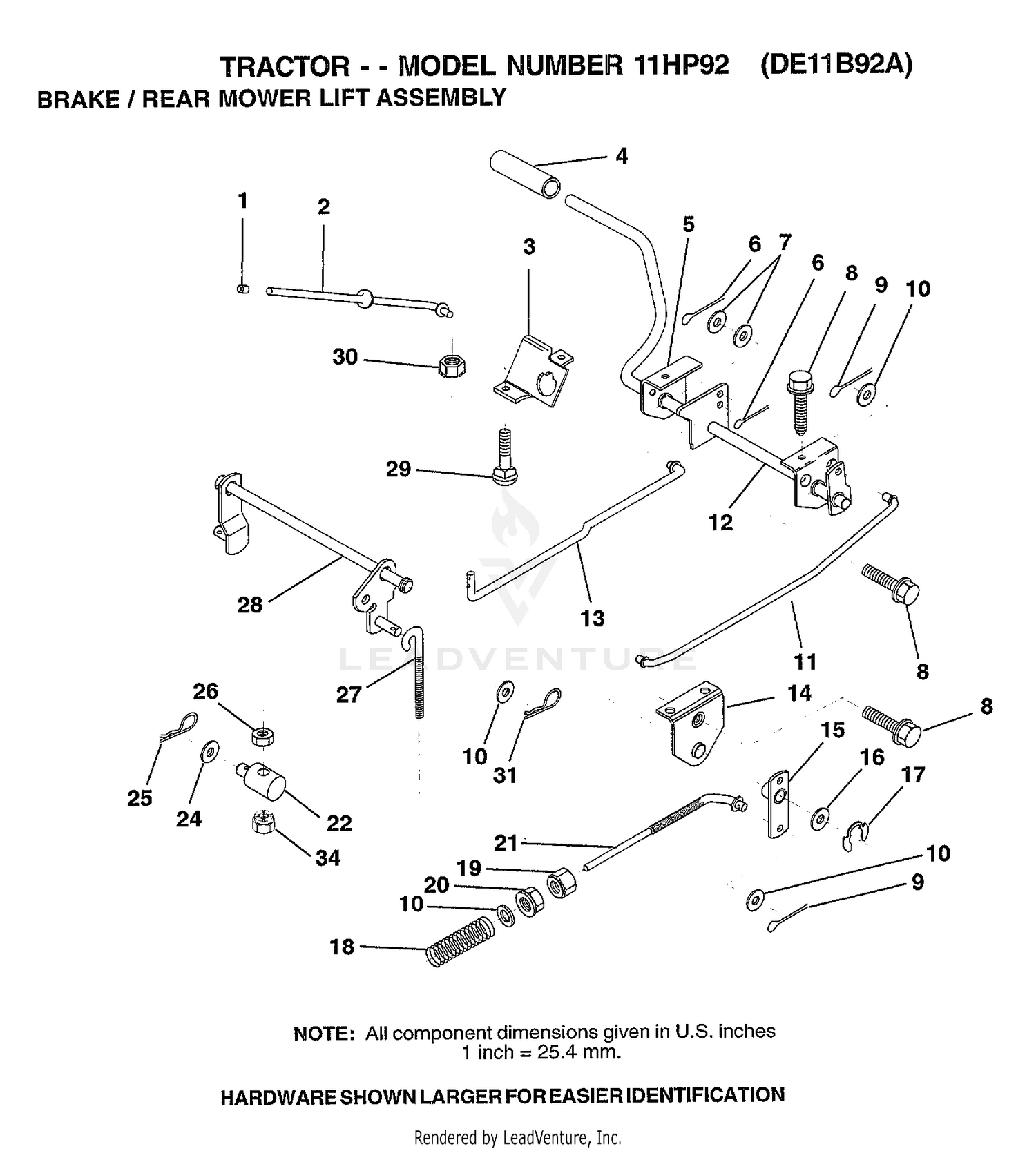 BRAKE/REAR MOWER LIFT