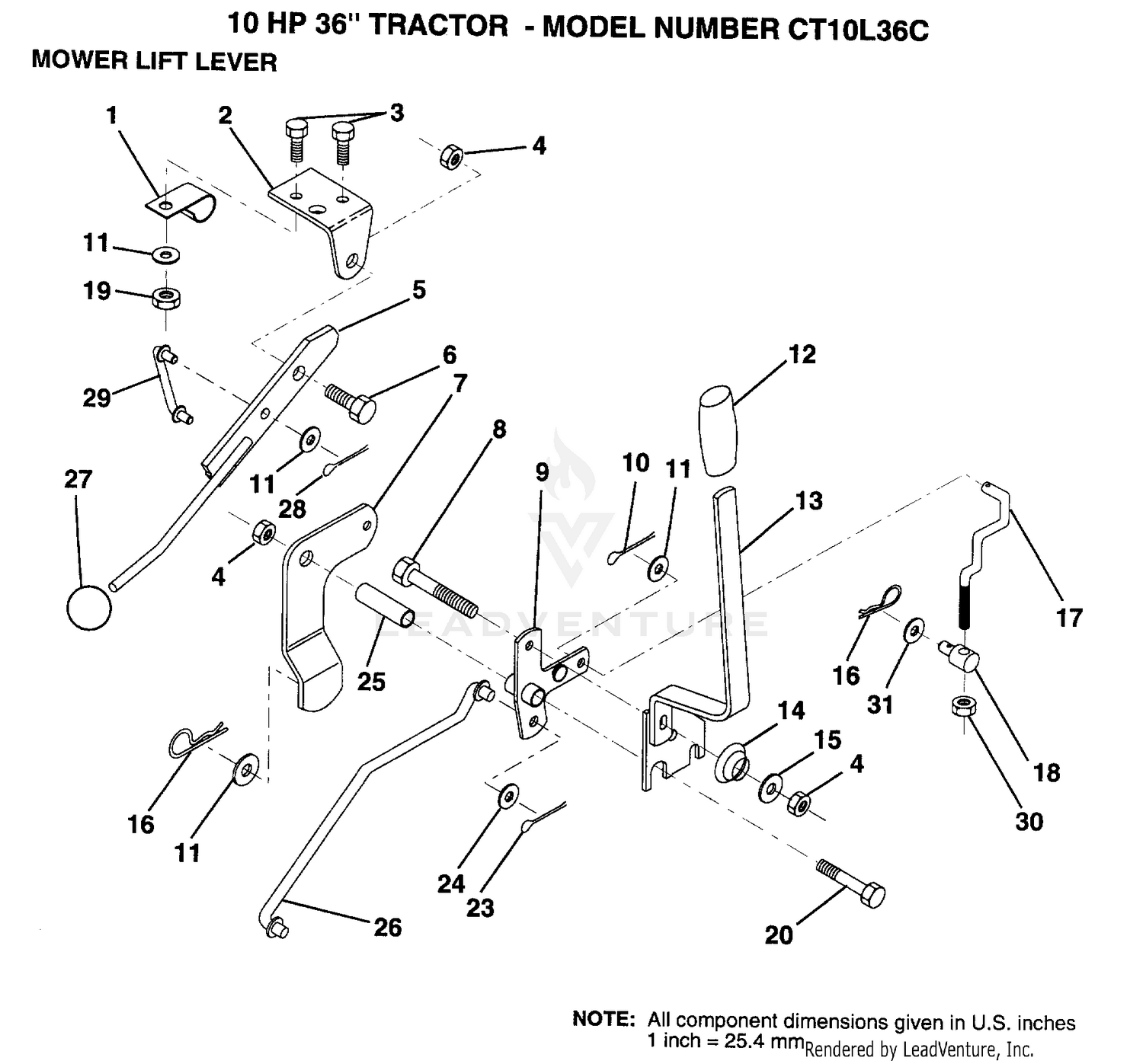 MOWER LIFT LEVER