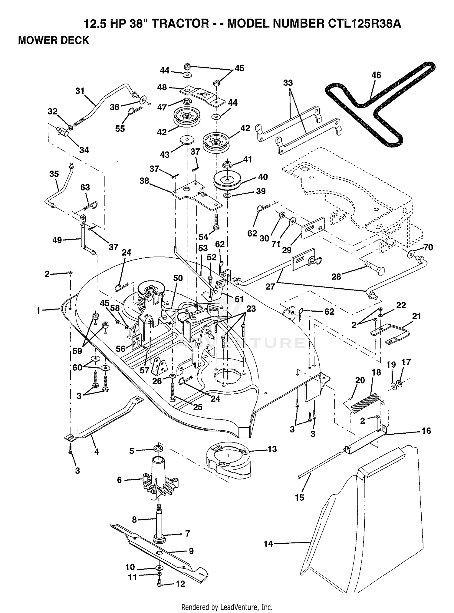 MOWER DECK/12.5 HP 38"