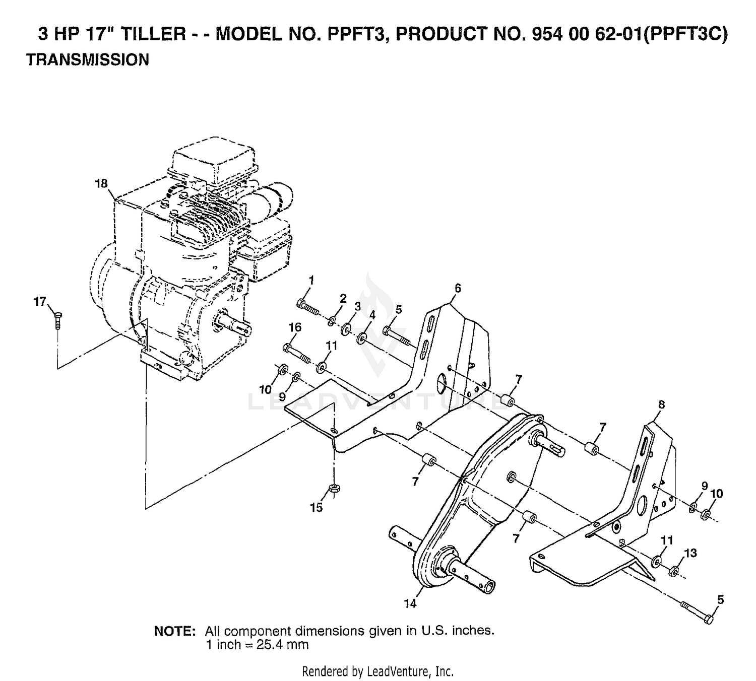 3 HP 17" TILLER TRANSMISSION