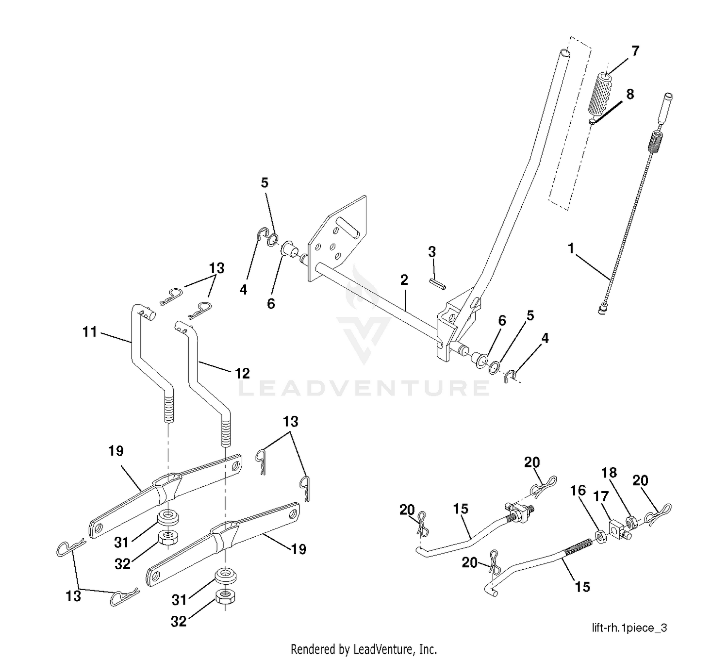 MOWER LIFT LEVER