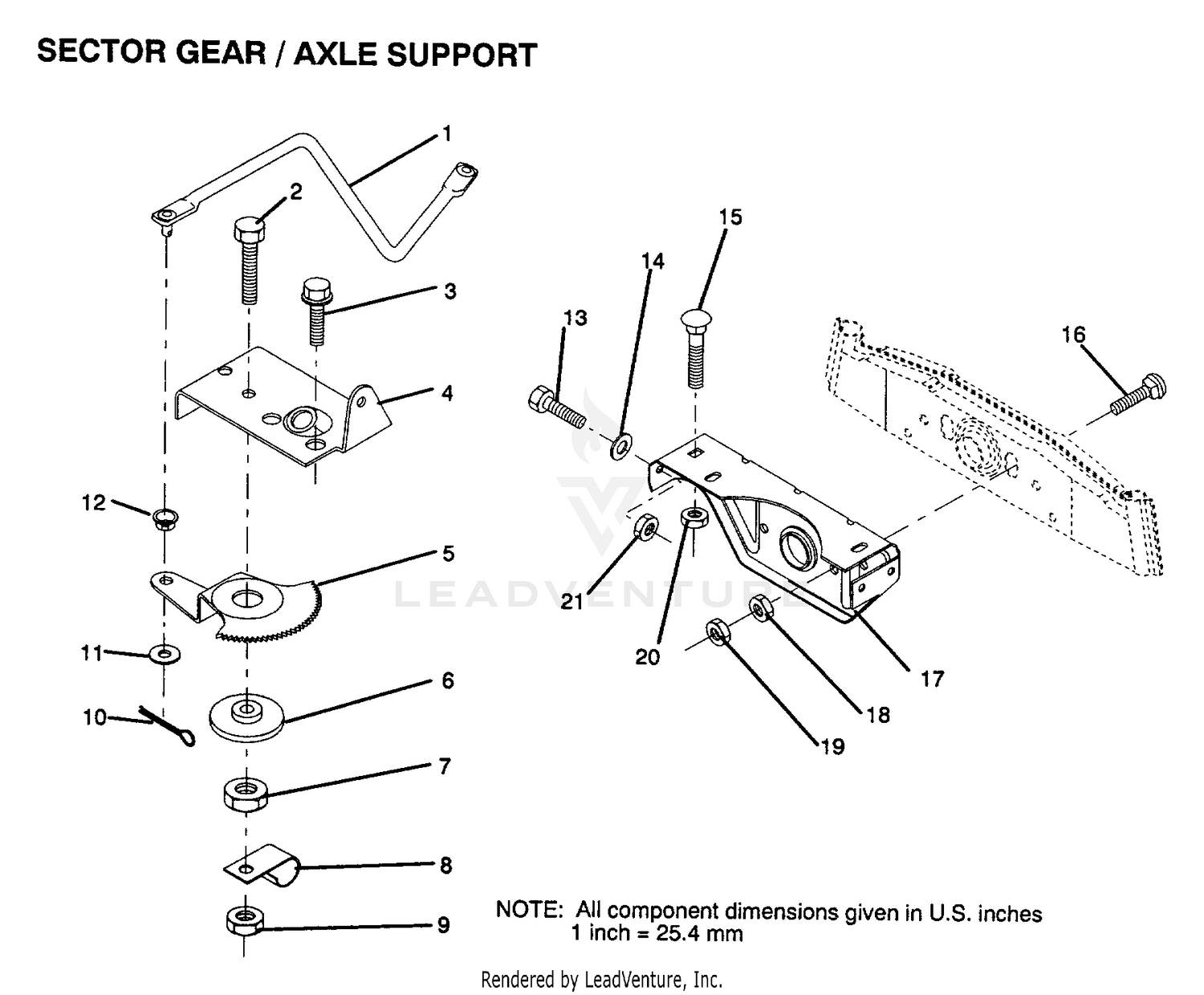 SECTOR GEAR/AXLE SUPPORT